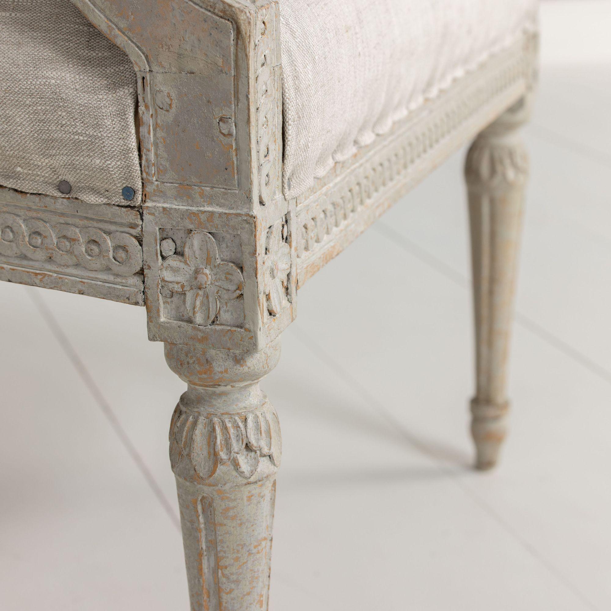 18th c. German Louis XVI Period Beech Wood Armchair in Original Paint For Sale 3