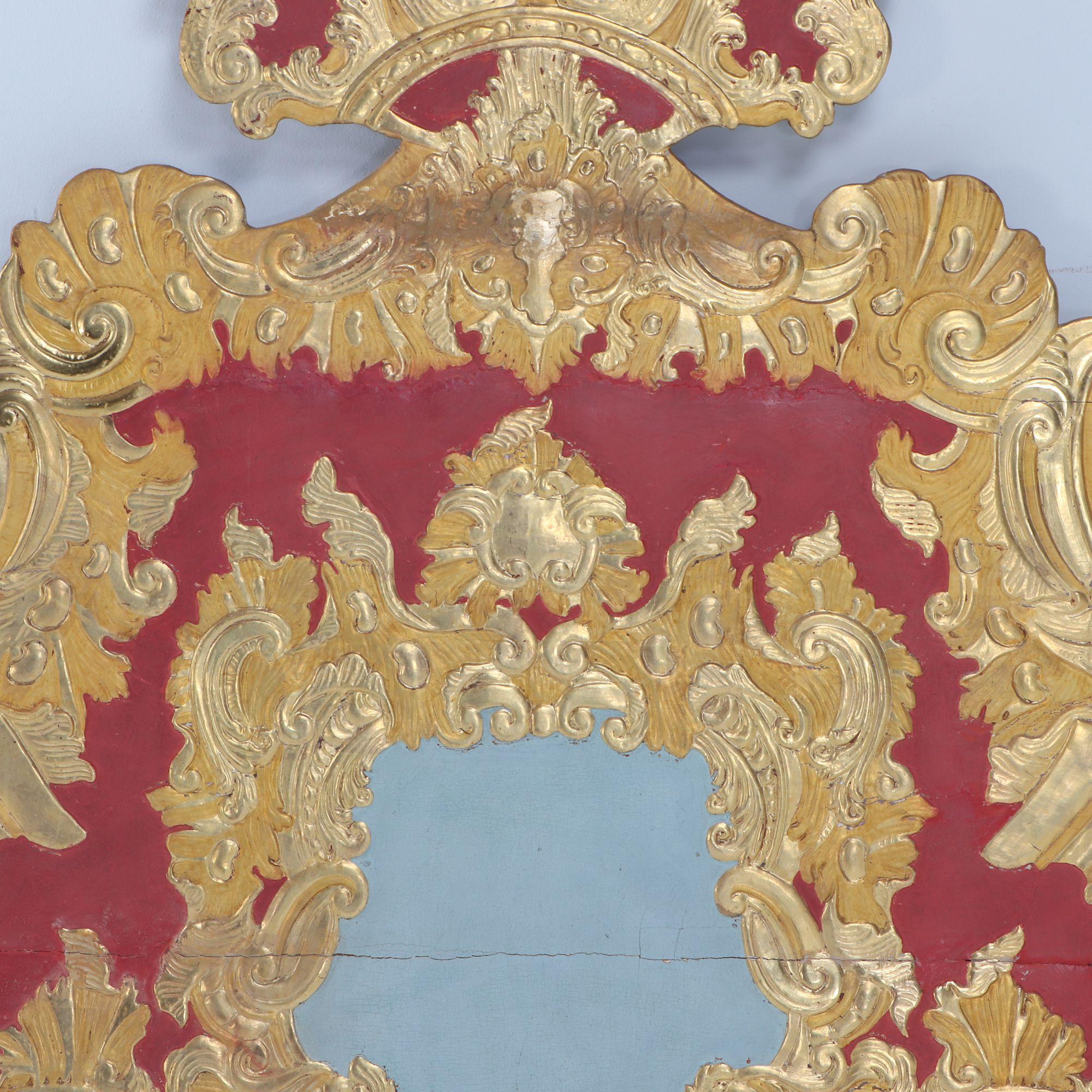 Gilt 18th C gilt and painted queen headboard For Sale