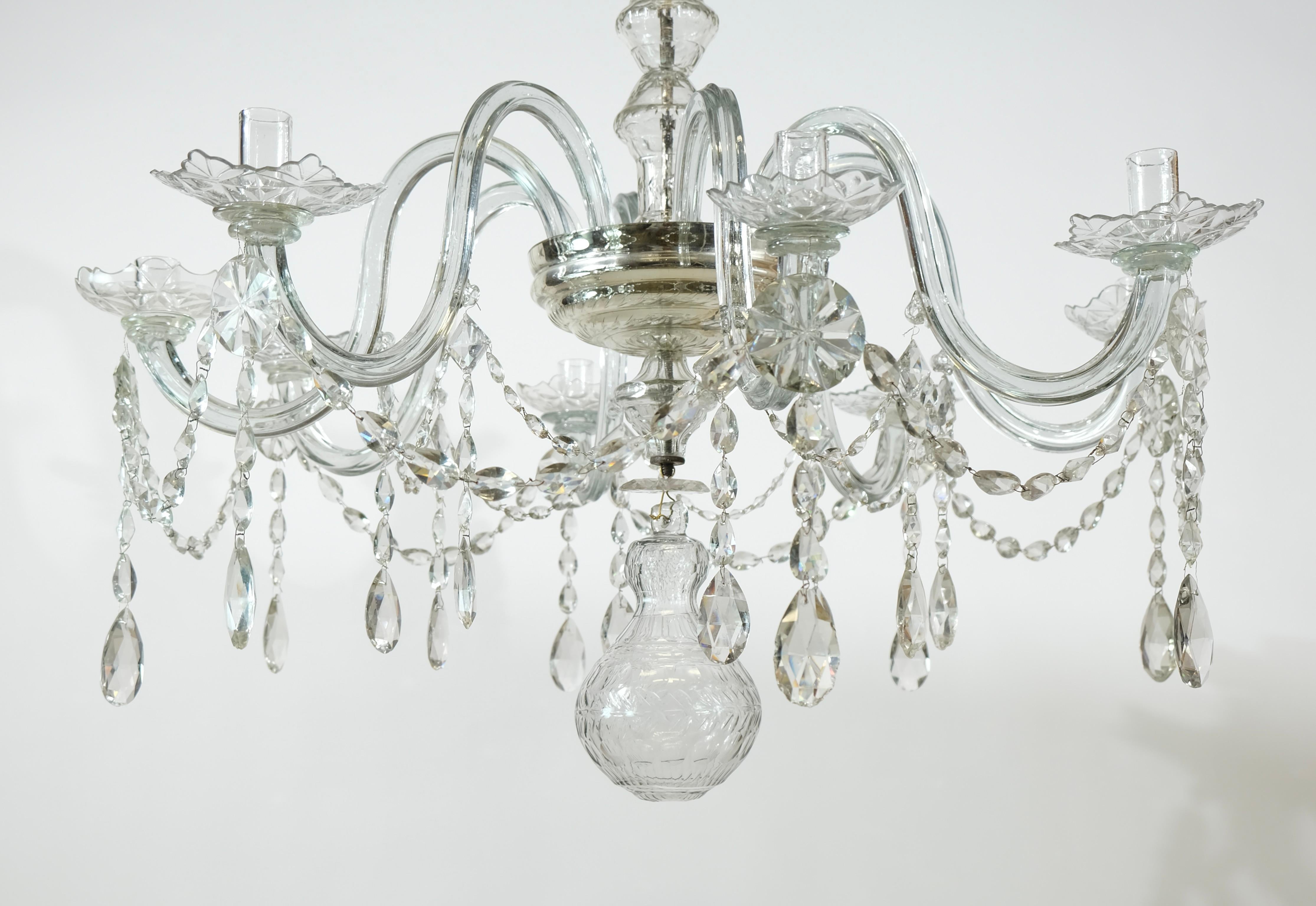 18th C Glassarm Chandelier, Probably English For Sale 4