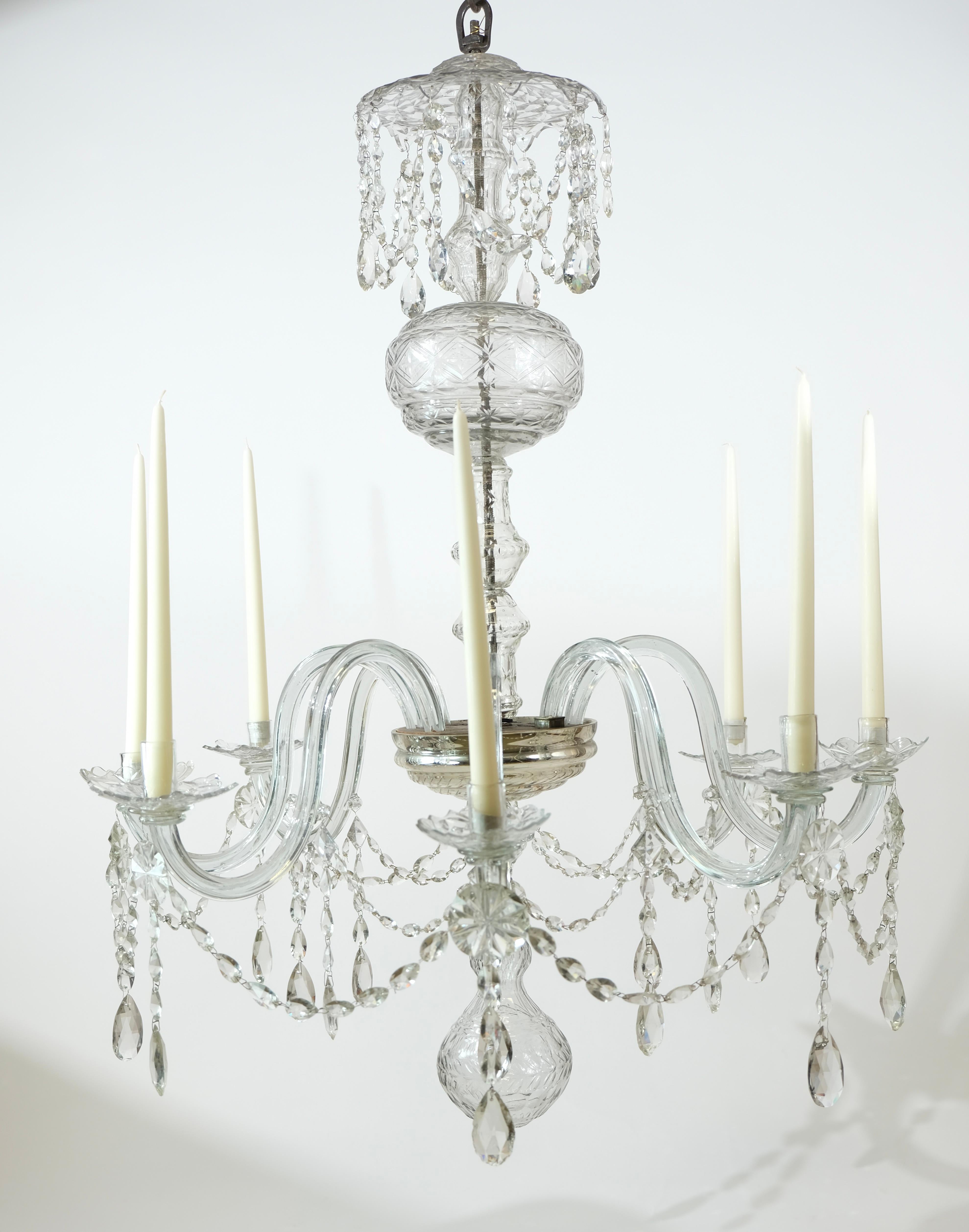 18th C Glassarm Chandelier, Probably English For Sale 5