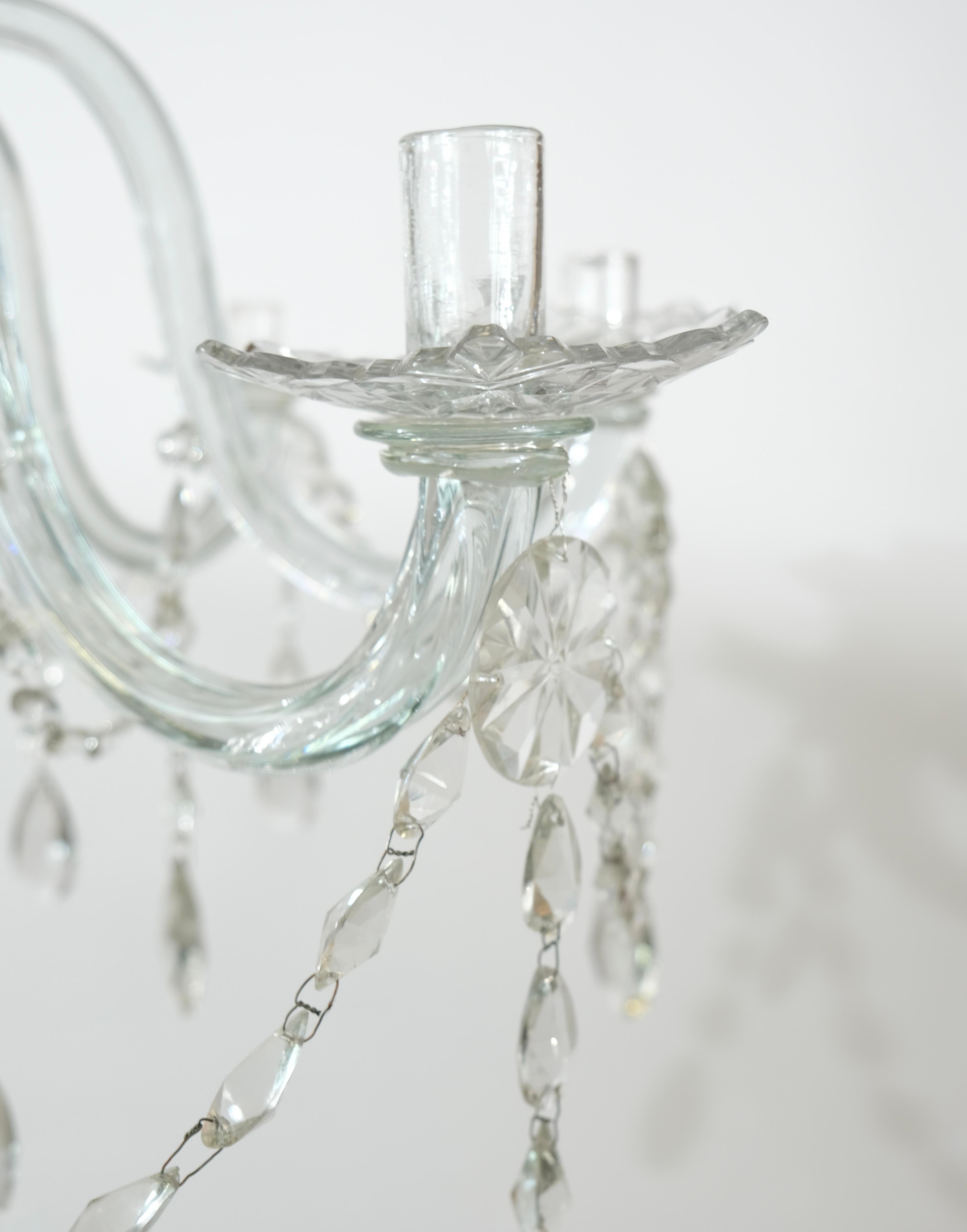 18th C Glassarm Chandelier, Probably English For Sale 1