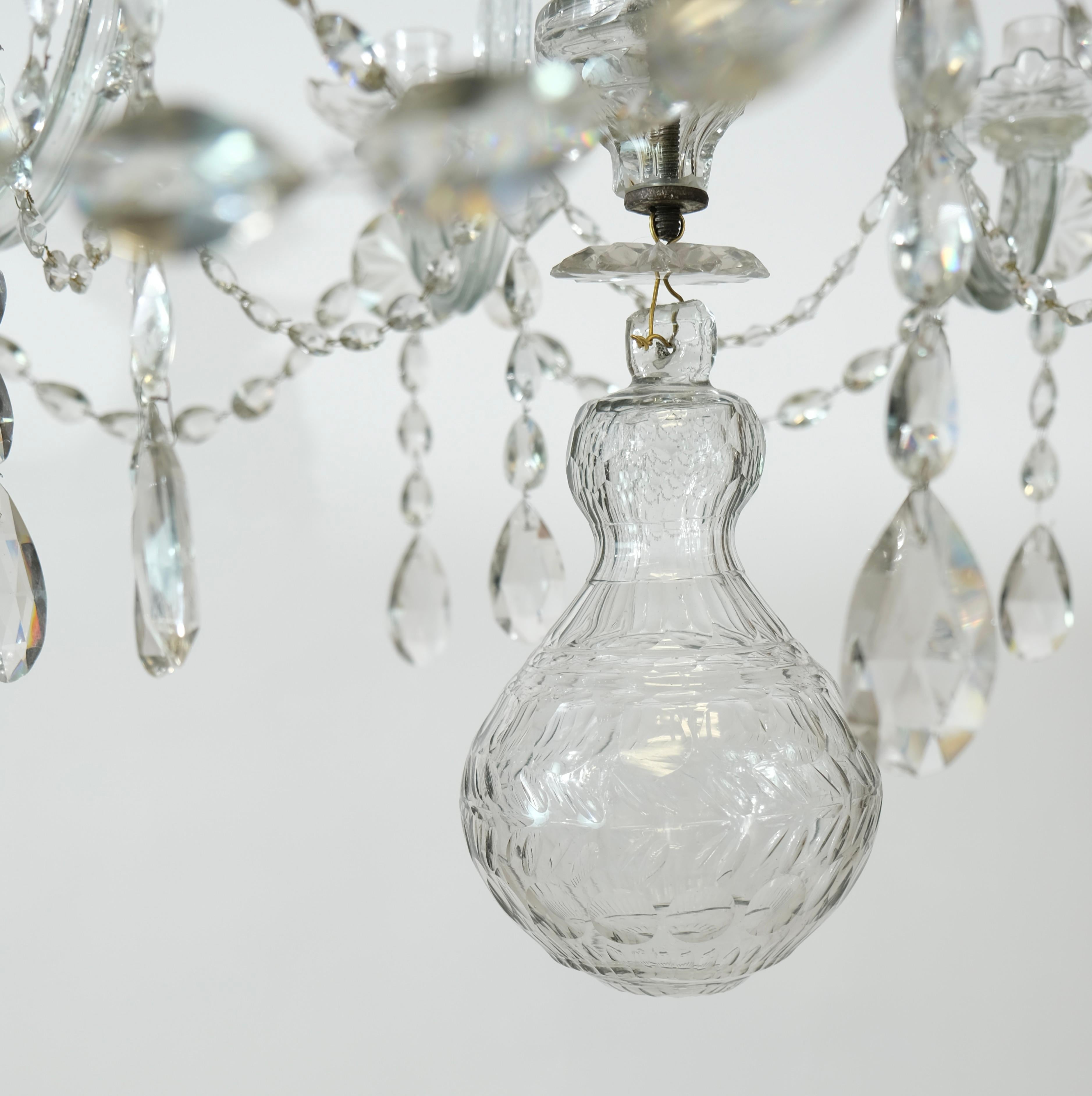 18th C Glassarm Chandelier, Probably English For Sale 3