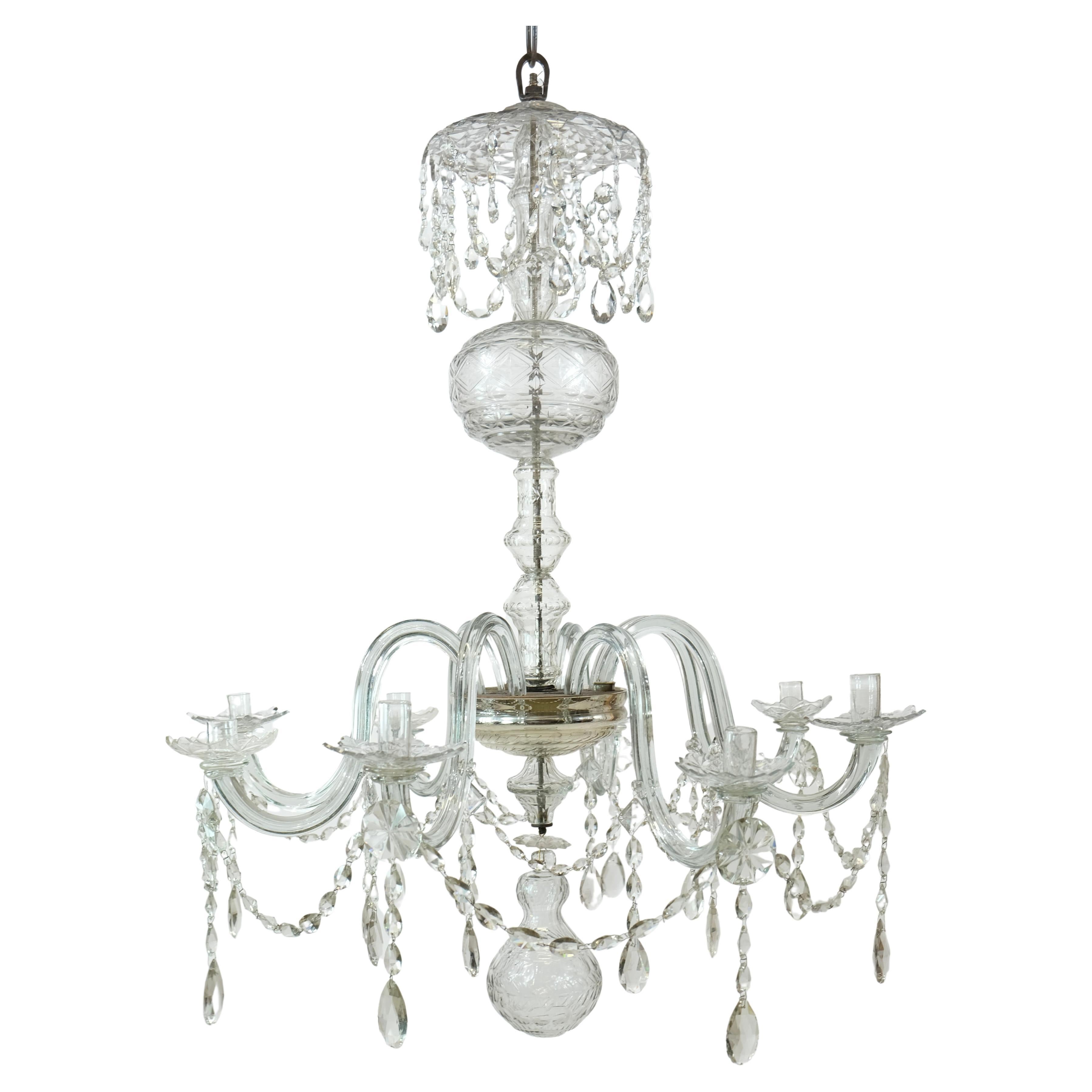 18th C Glassarm Chandelier, Probably English For Sale