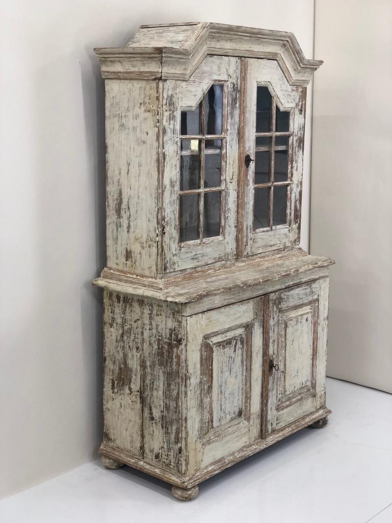 Gustavian 18th C. Glazed Front Swedish Cupboard For Sale