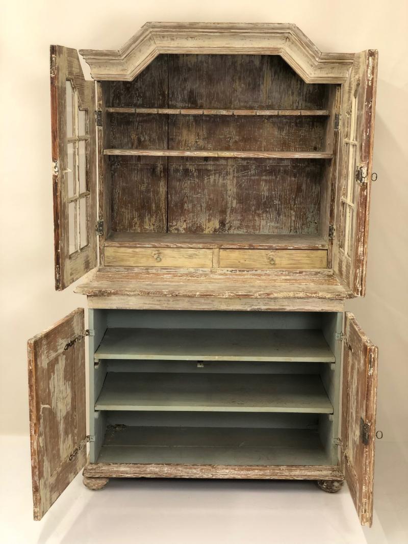 18th Century and Earlier 18th C. Glazed Front Swedish Cupboard For Sale