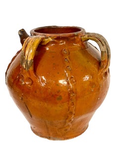 Glazed Walnut Oil Jug with Three Handles, 18th Century
