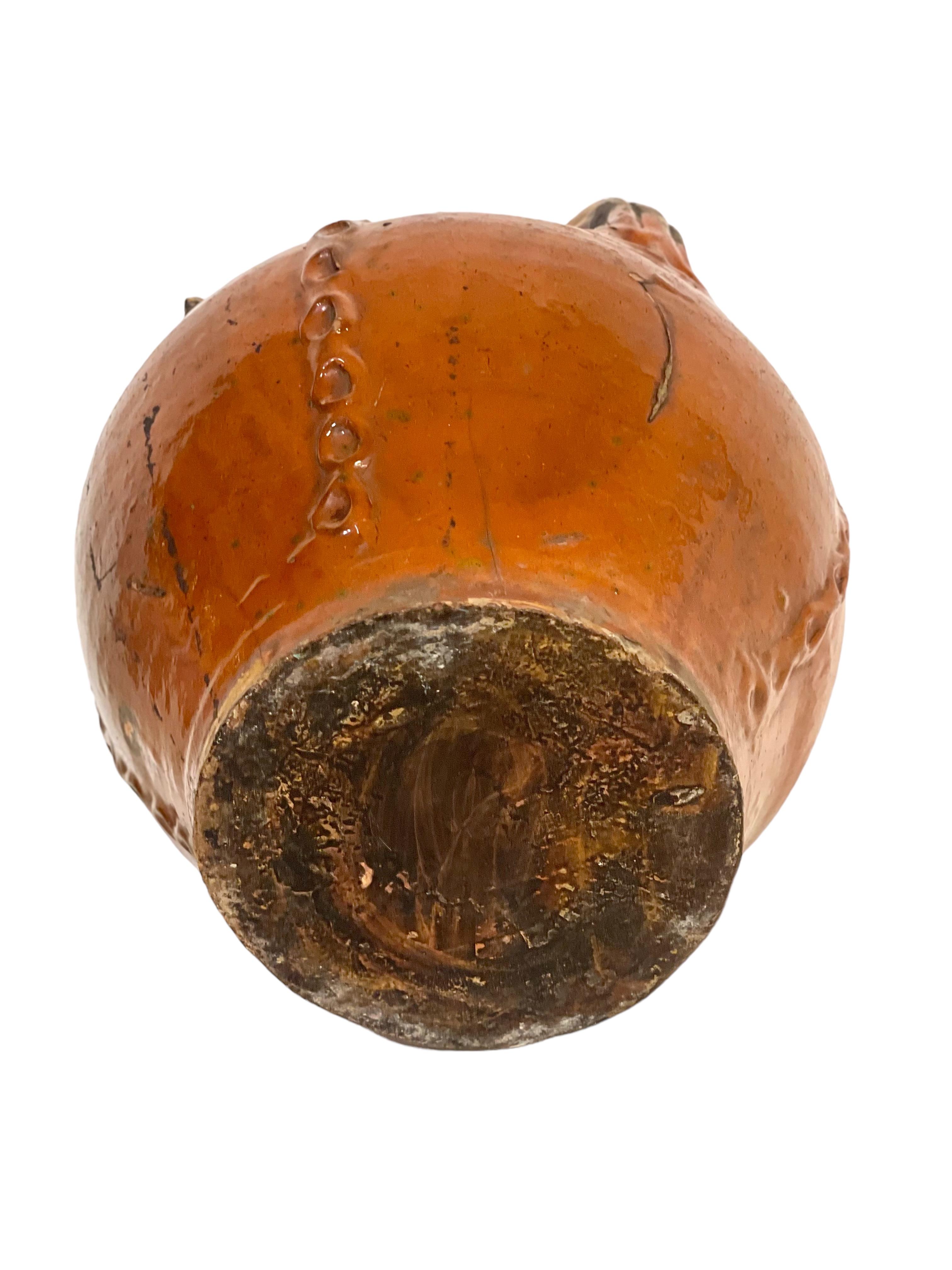 18th Century French Glazed Walnut Oil Jug with Three Handles For Sale 3
