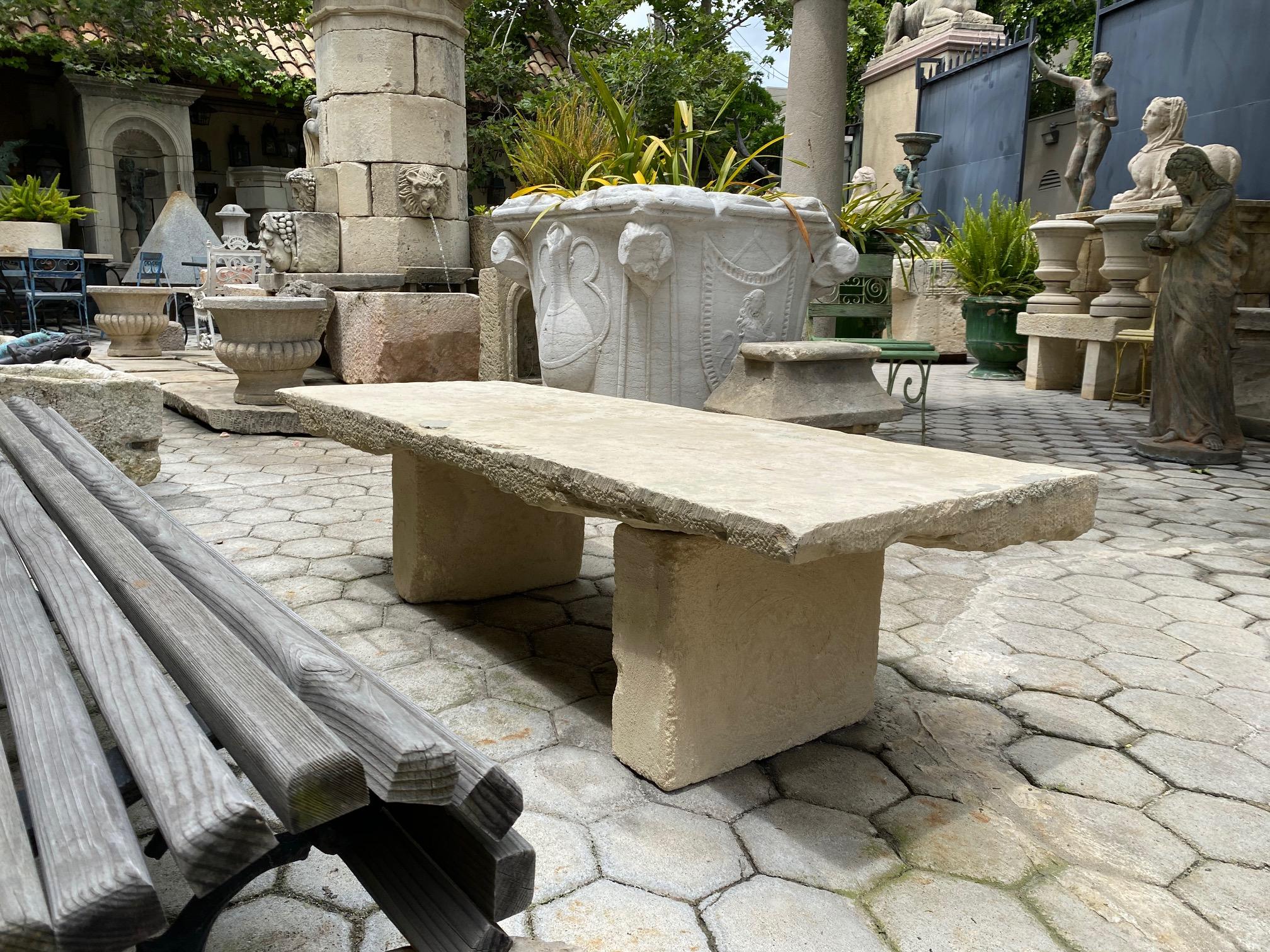 Hand-Carved Hand Carved Stone Antiques Garden Coffee Farm Outdoor Indoor Table Bench LA CA 