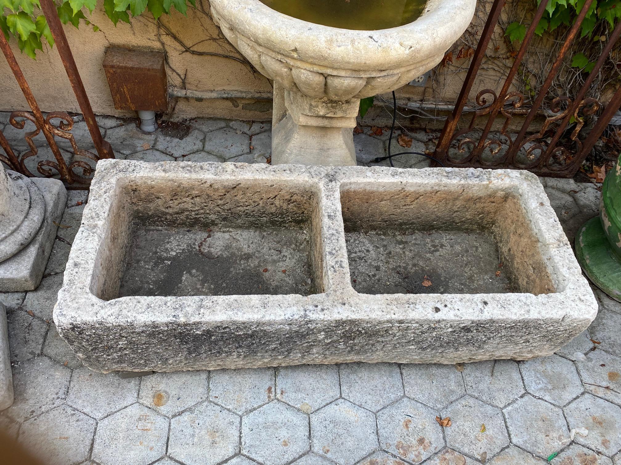 Hand-Carved Hand Carved Stone Container Fountain Basin Trough Planter Sink Antiques LA CA