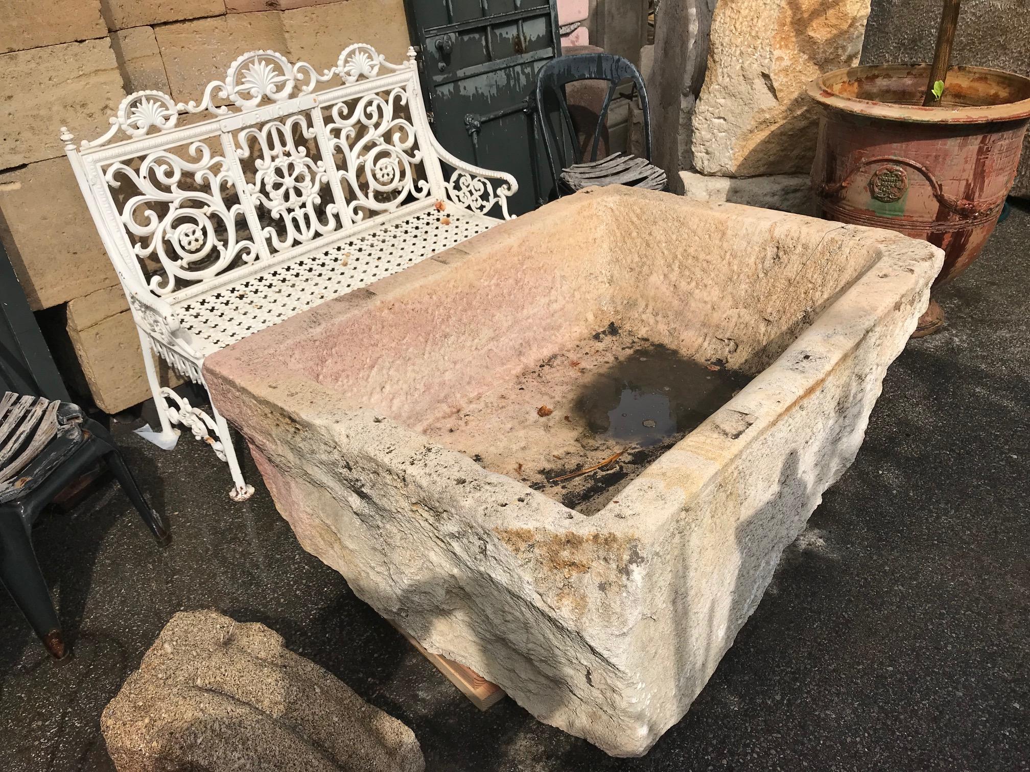 Hand Carved Stone Container Fountain Basin Tub Planter Container Trough antiques 4