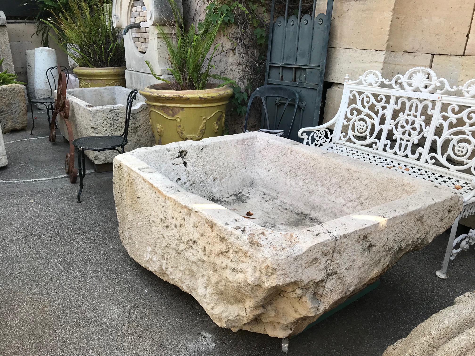 Hand-Carved Hand Carved Stone Container Fountain Basin Tub Planter Container Trough antiques