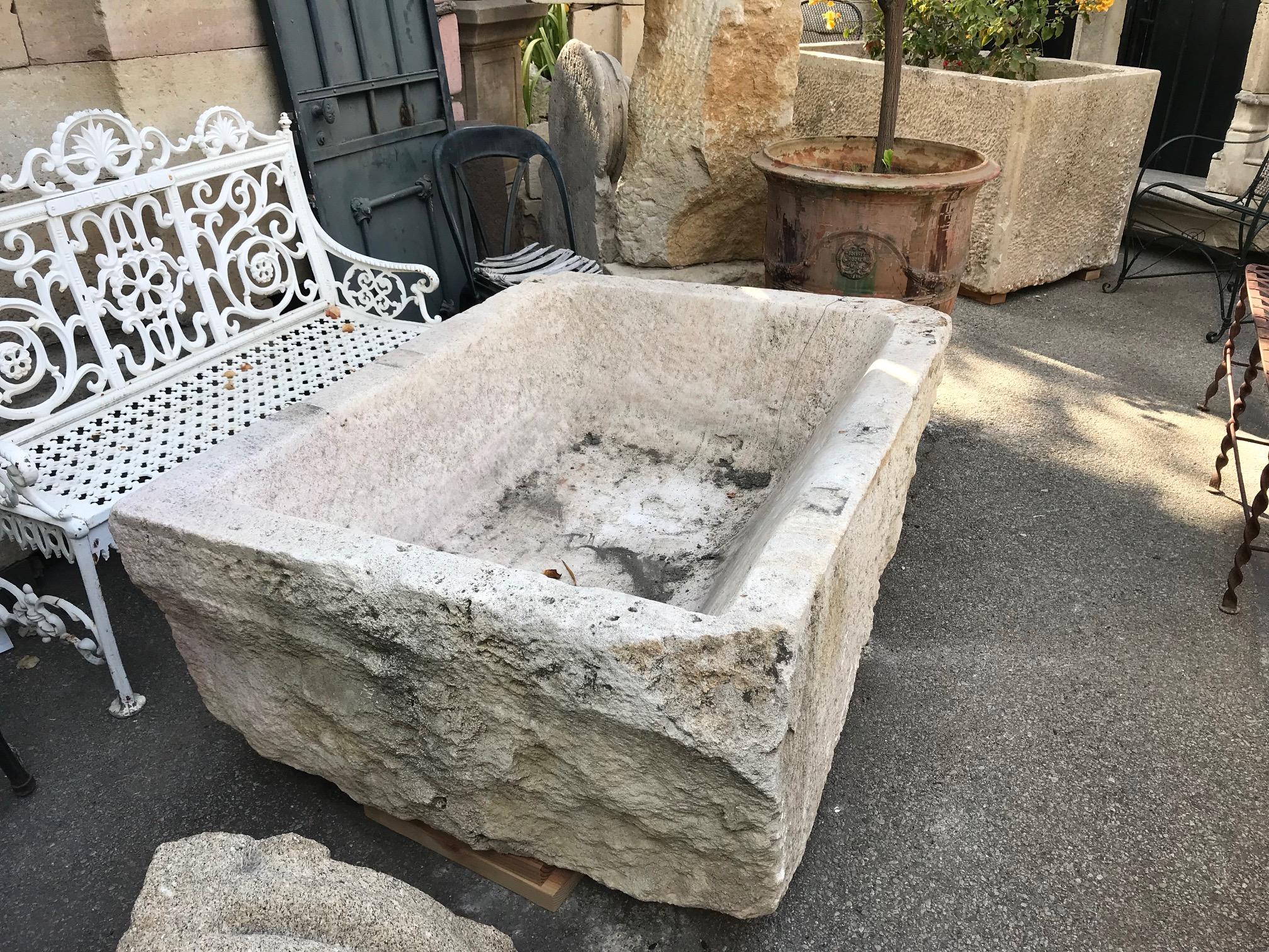 18th Century and Earlier Hand Carved Stone Container Fountain Basin Tub Planter Container Trough antiques