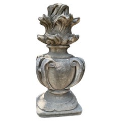 18th C. Hand Carved Stone Finial Decorative Architectural Element Antique Flame
