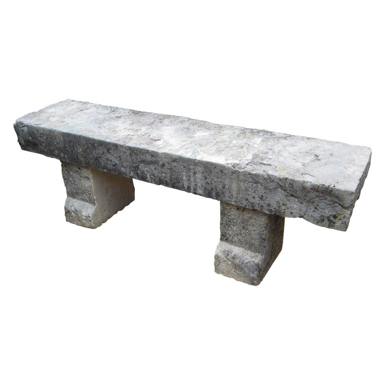 Hand Carved Stone Garden Bench Seat Decorative Element Provence Antique