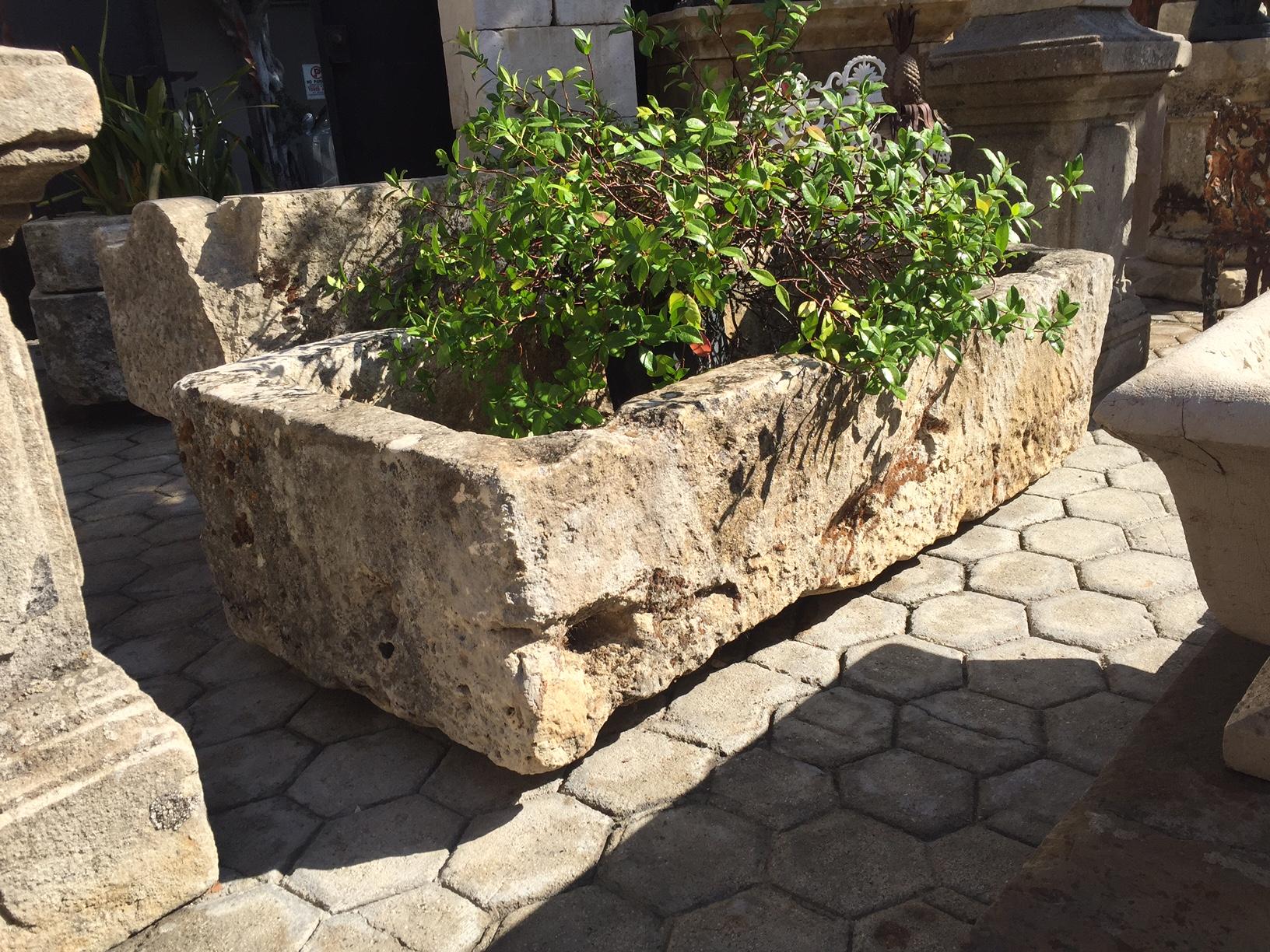 Hand Carved Stone Trough Fountain Basin Planter Container sink antique fire pit 1