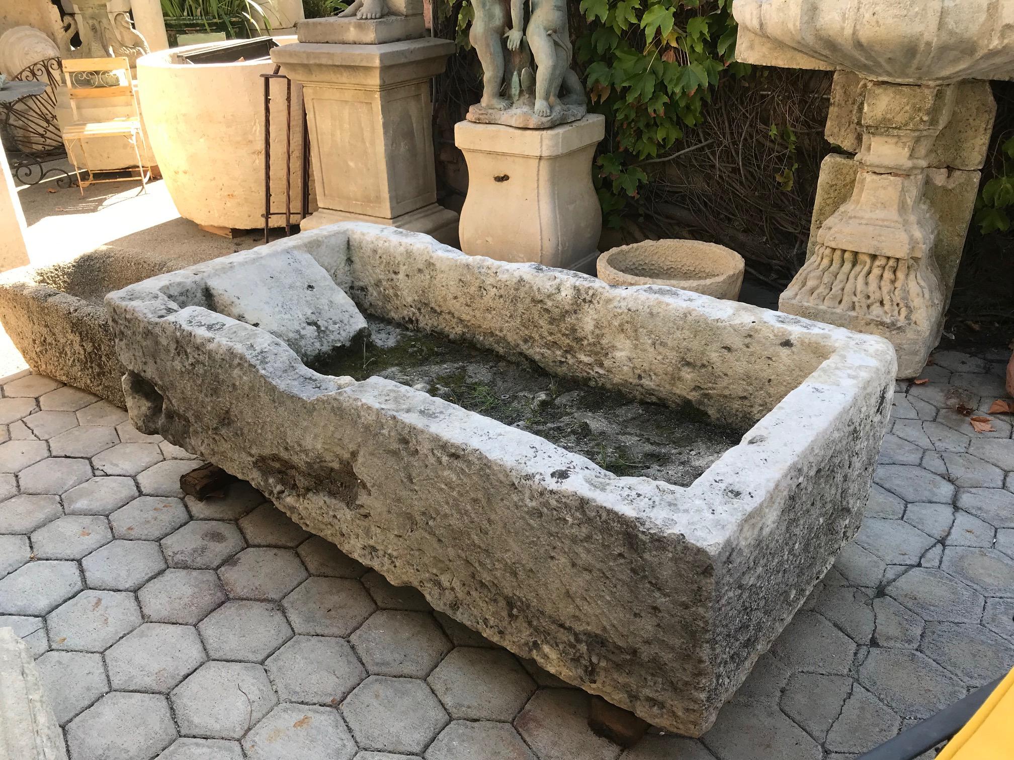 Hand Carved Stone Trough Fountain Basin Planter Container sink antique fire pit 2