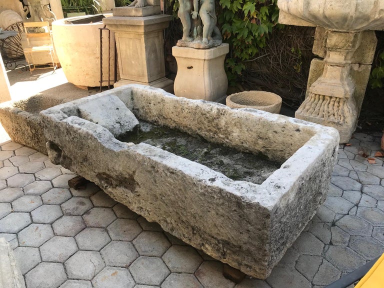 Hand Carved Stone Trough Fountain Basin, Water Trough Fire Pit