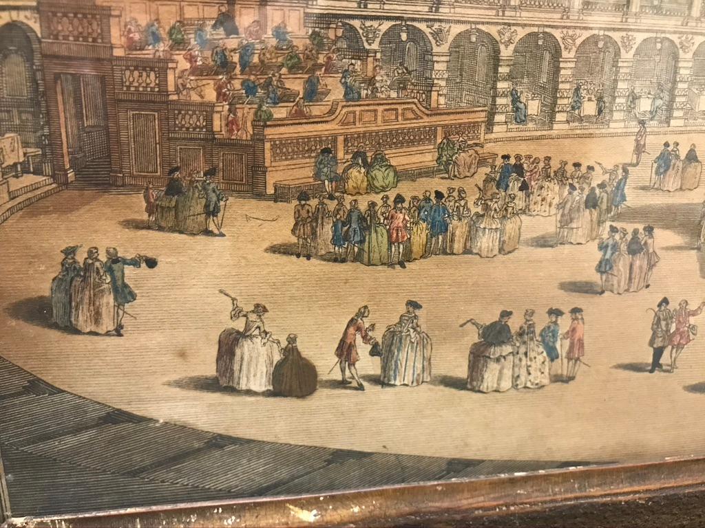 18th C Hand Colored Engraving of The Rotunda at Ranleagh Gardens After Canaletto In Good Condition For Sale In Stamford, CT