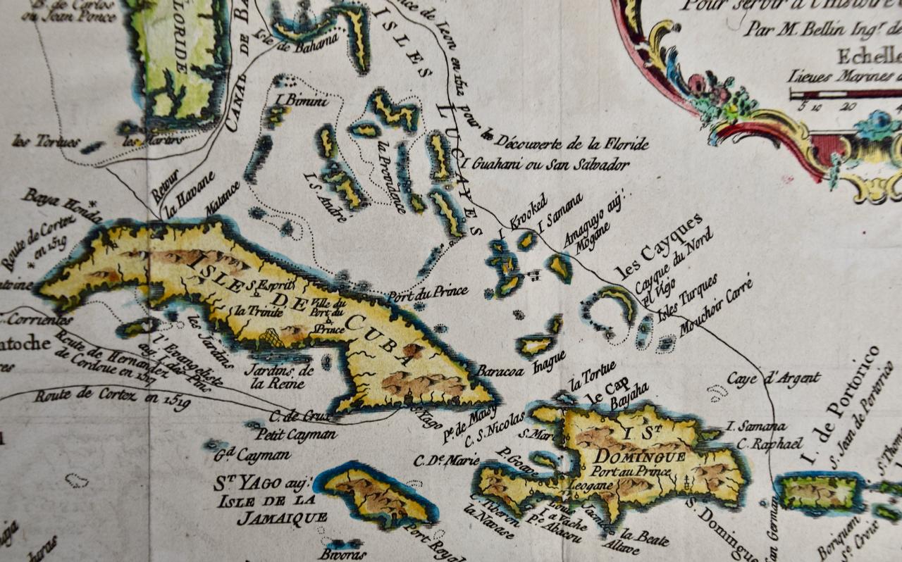 Gulf of Mexico, Florida, C. America, Cuba, etc.: 18th C. Hand-colored Bellin Map In Good Condition In Alamo, CA