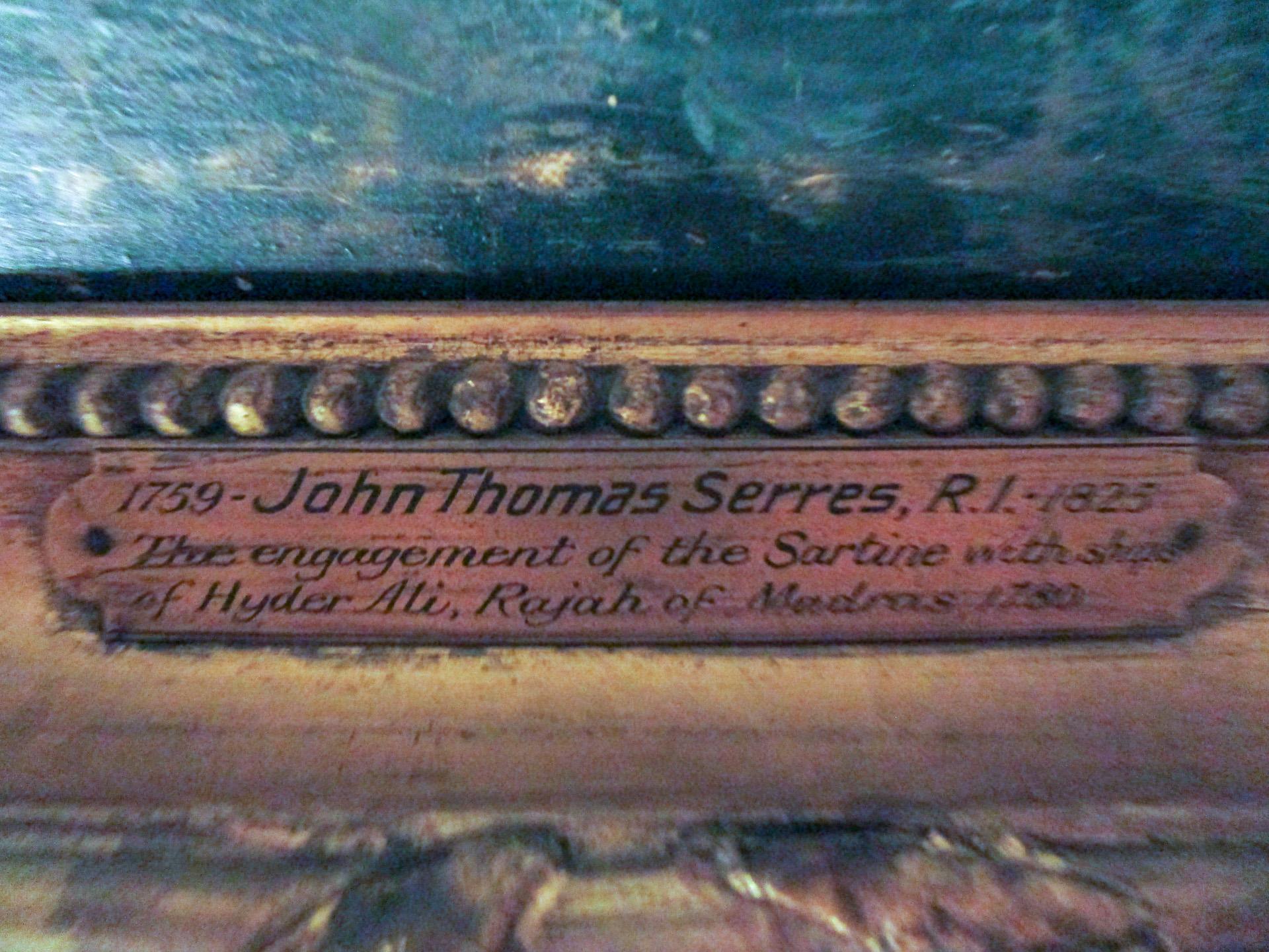 John Thomas Serres (1759-1825) war ein englischer Marinemaler, der große Erfolge feierte, unter anderem in der Royal Academy ausstellte und eine Zeit lang Marinemaler von König Georg III. war. Dieses Gemälde ist in Öl auf Leinwand gemalt und zeigt