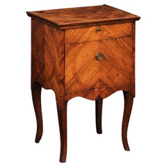 Antique 18th C. Italian 2-Drawer Petite Side Chest w/Beautiful Inlays & Veneer