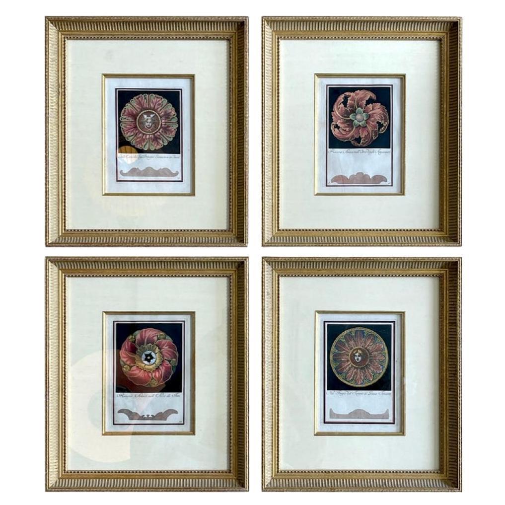  18th C. Italian Architectural Engravings of Rosettes by CarloAntonini Set of 4