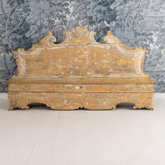 18th c. Italian Baroque Cassapanca Storage Bench in Original Paint