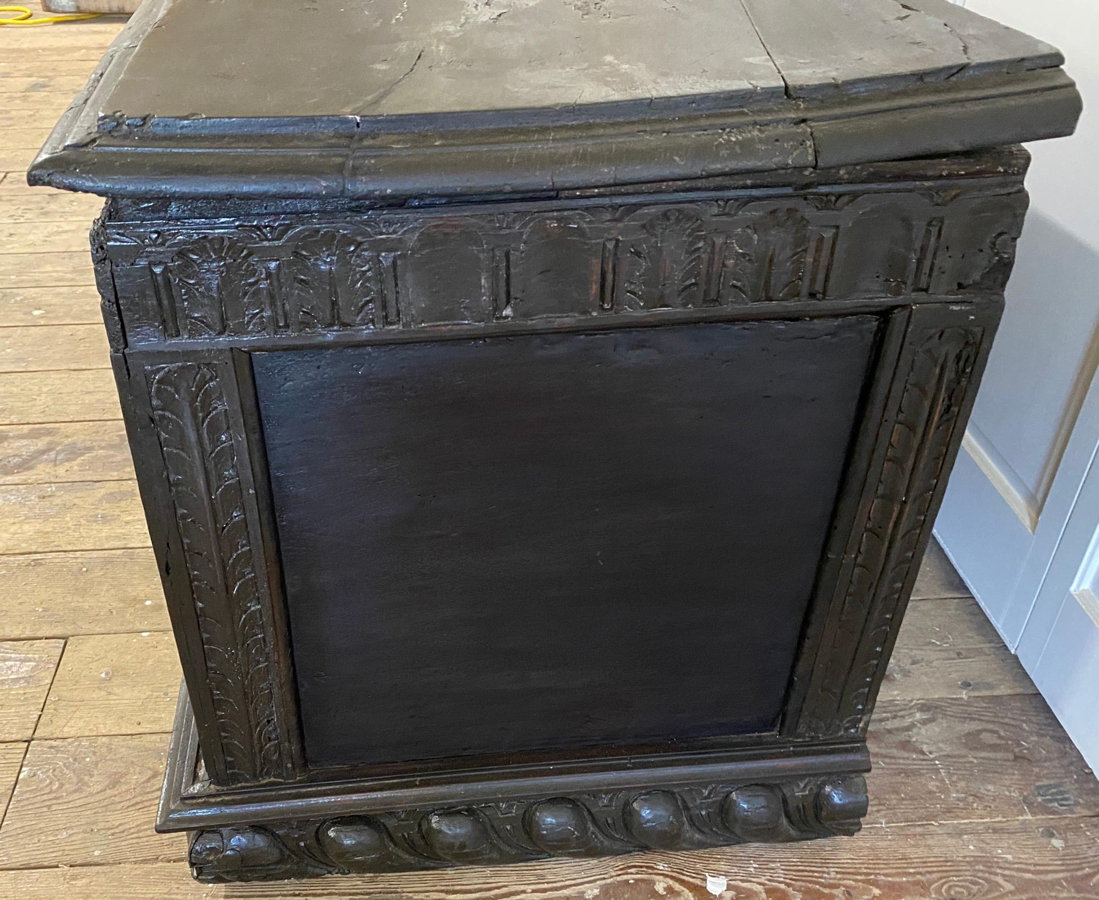 18th C. Italian Baroque Cassone or Blanket Chest In Fair Condition For Sale In Sheffield, MA