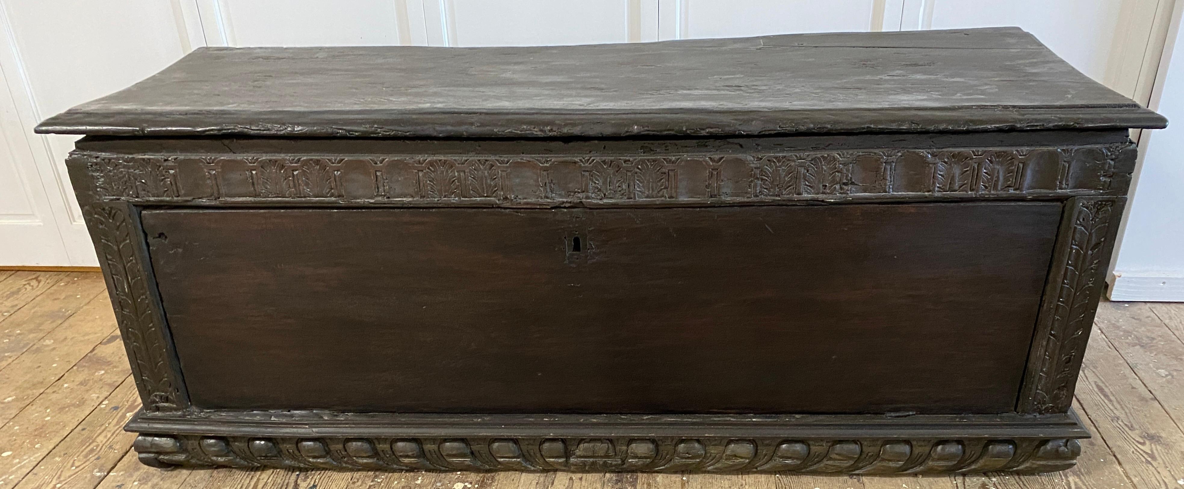 Wood 18th C. Italian Baroque Cassone or Blanket Chest For Sale