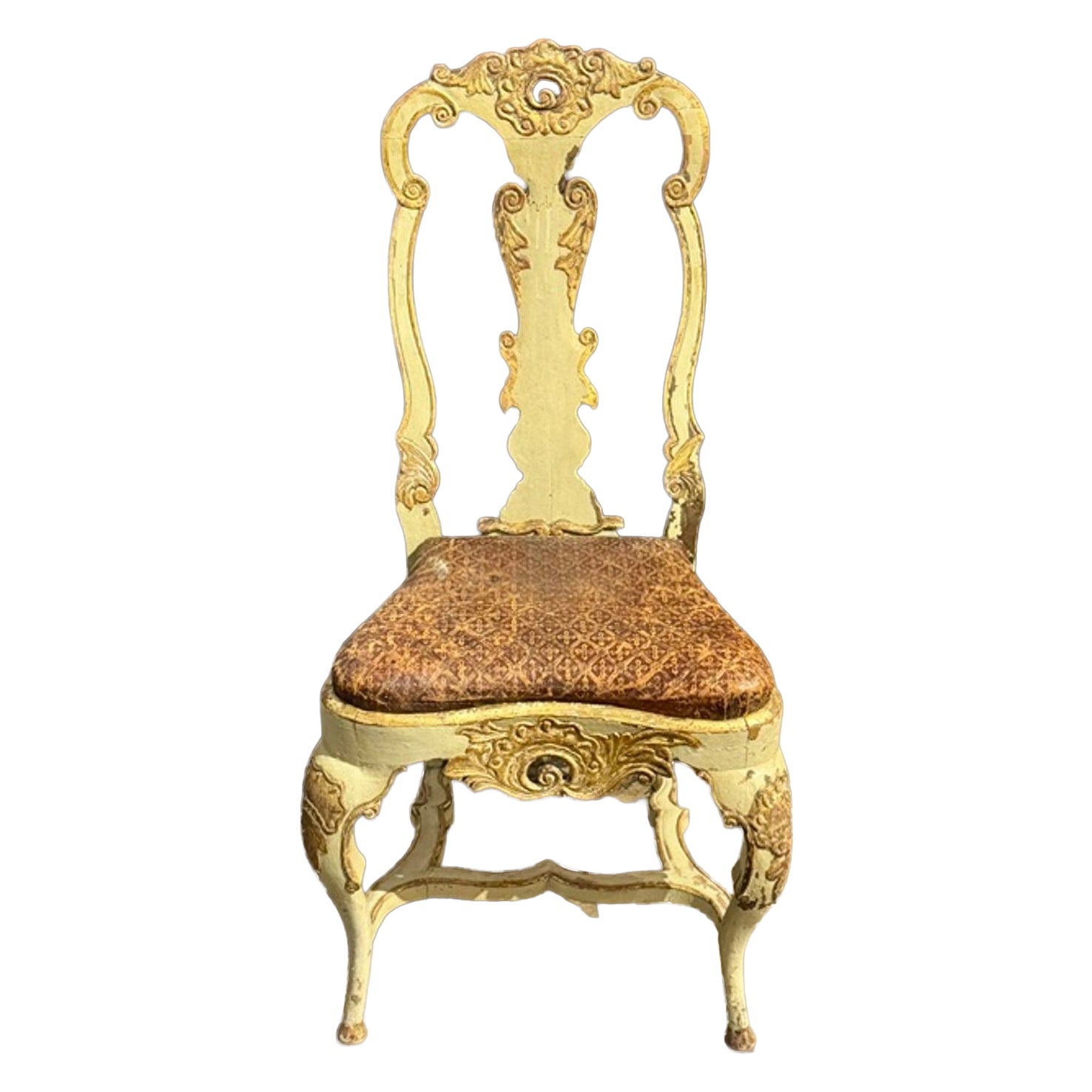 18th c. Italian Baroque Parcel Gilt Side Chair For Sale