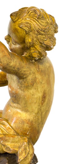 18th Century Italian Baroque Polychromed Wood Angel Sculpture, Italy, Naples