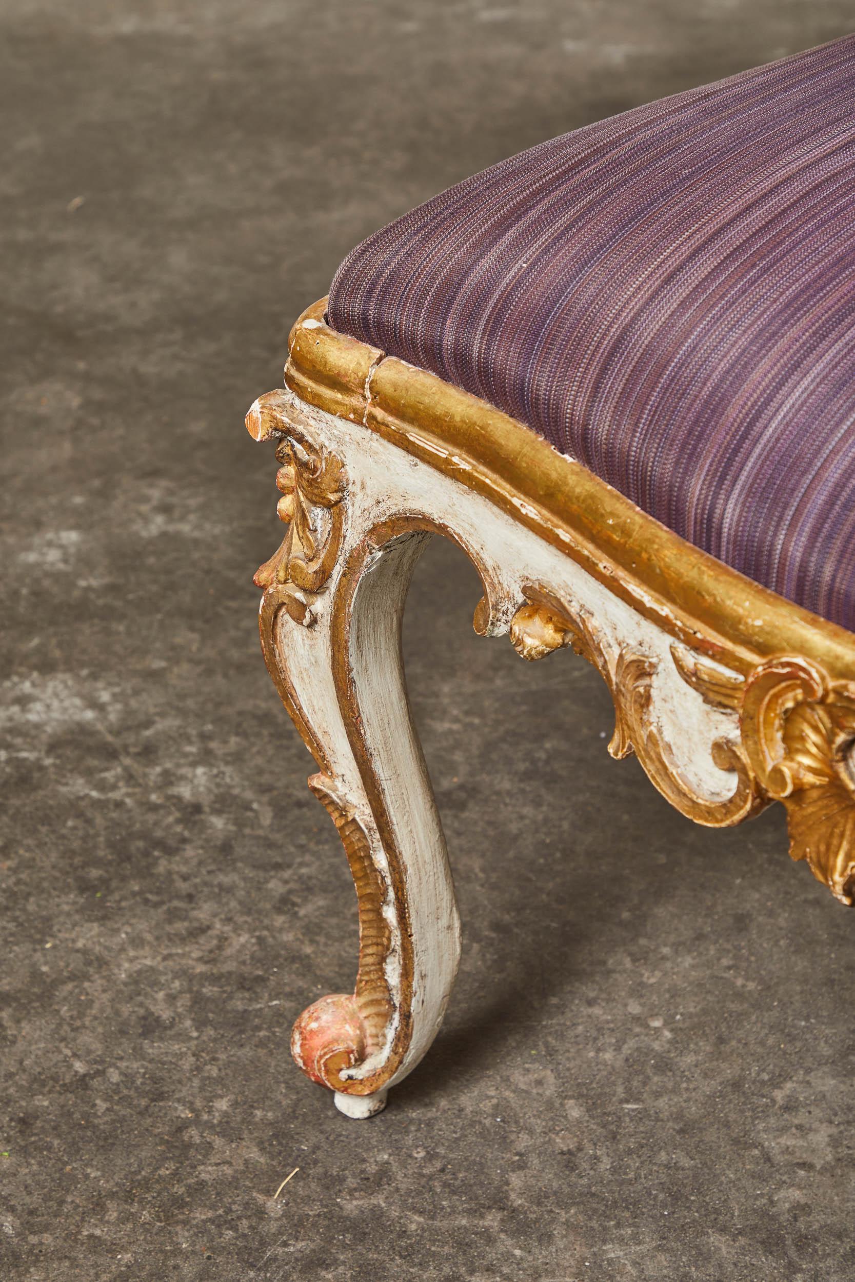 18th Century and Earlier 18th Century Italian Bench with Horsehair Upholstery