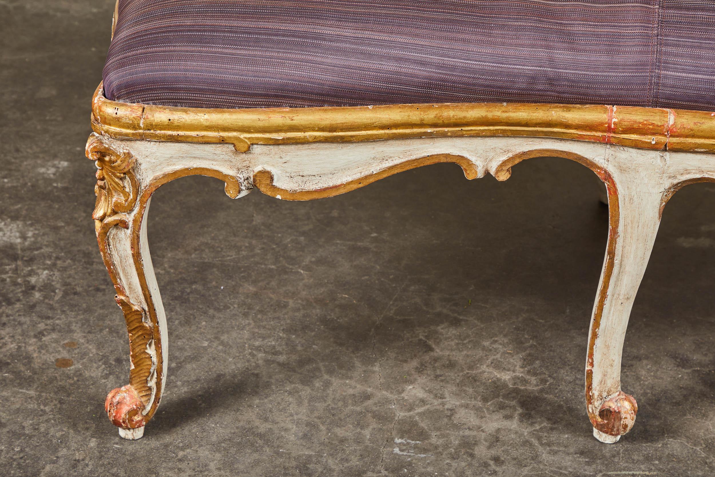 18th Century Italian Bench with Horsehair Upholstery 3