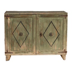 XVIII sec. Buffet italiano con dettagli in ferro in vernice verde originale