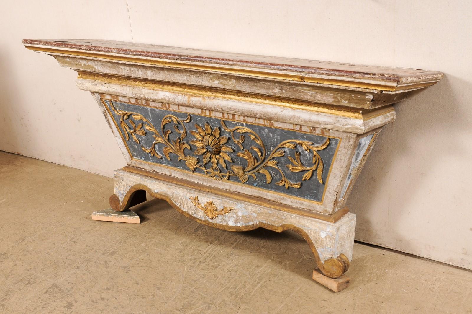 18th Century Italian Carved Altar, Now a Fabulous Wall-Mounted Console In Good Condition In Atlanta, GA