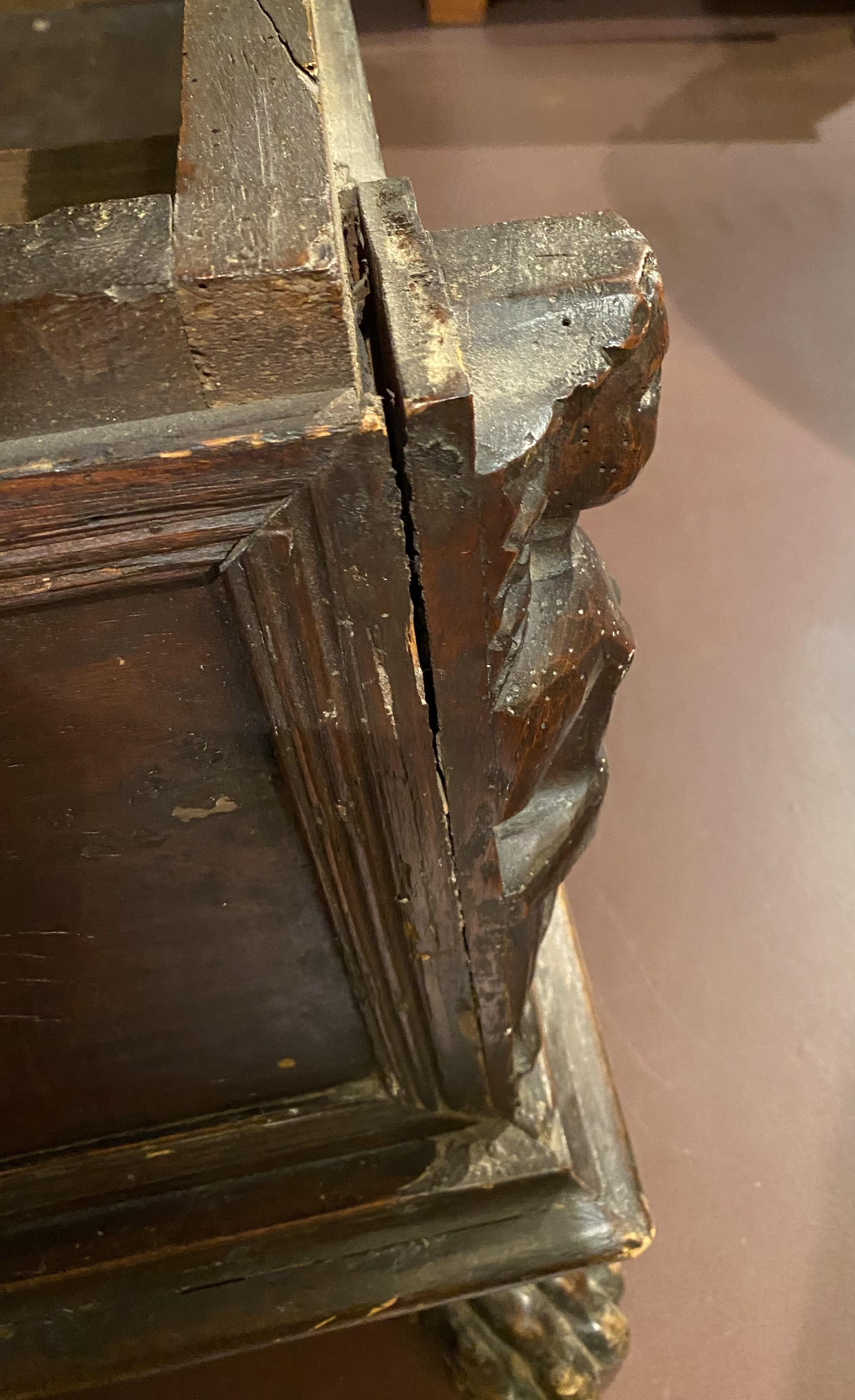 18th c Italian Carved Cassone with Dragon Decoration and Paw Feet For Sale 8