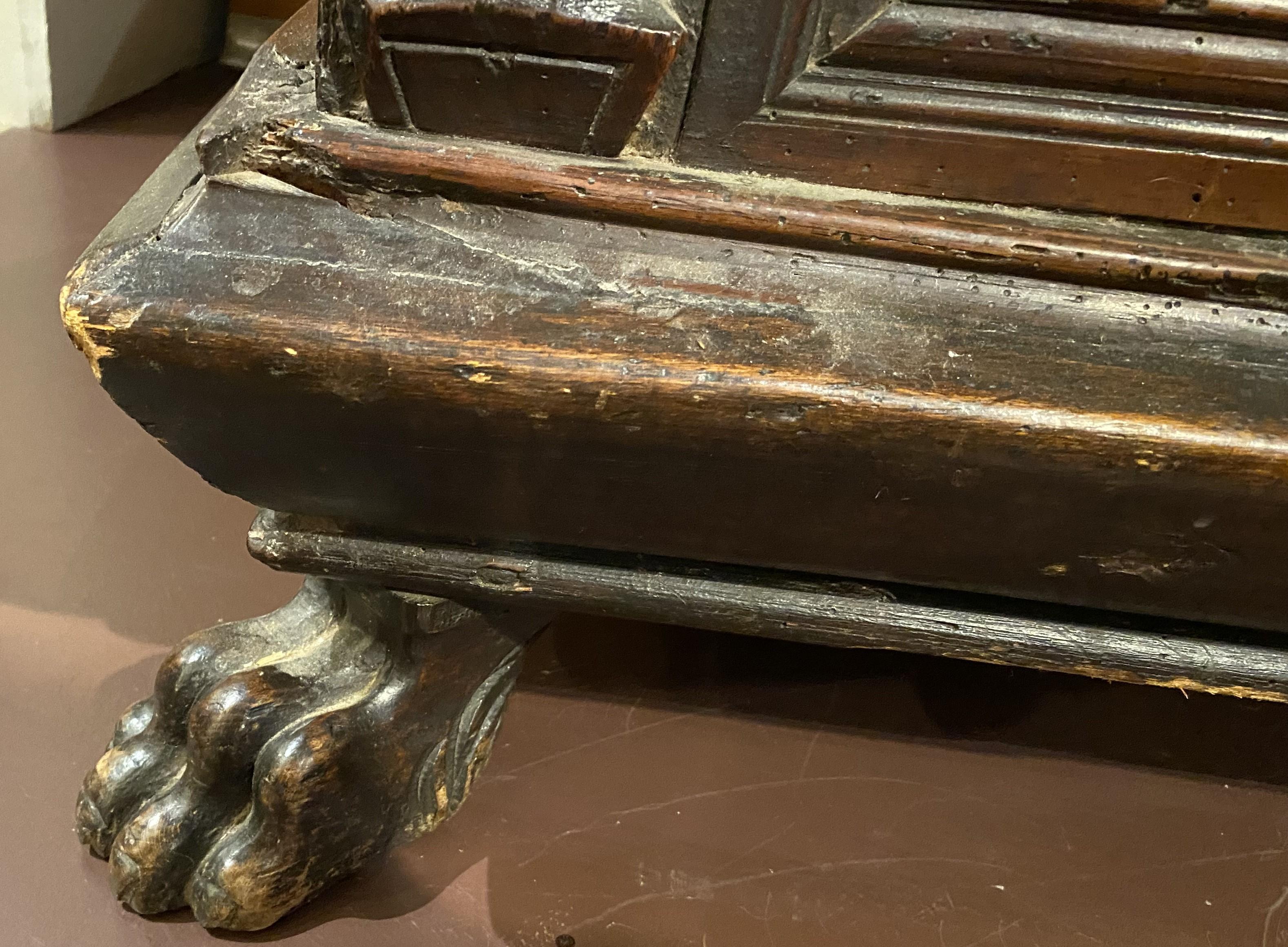 18th c Italian Carved Cassone with Dragon Decoration and Paw Feet For Sale 10