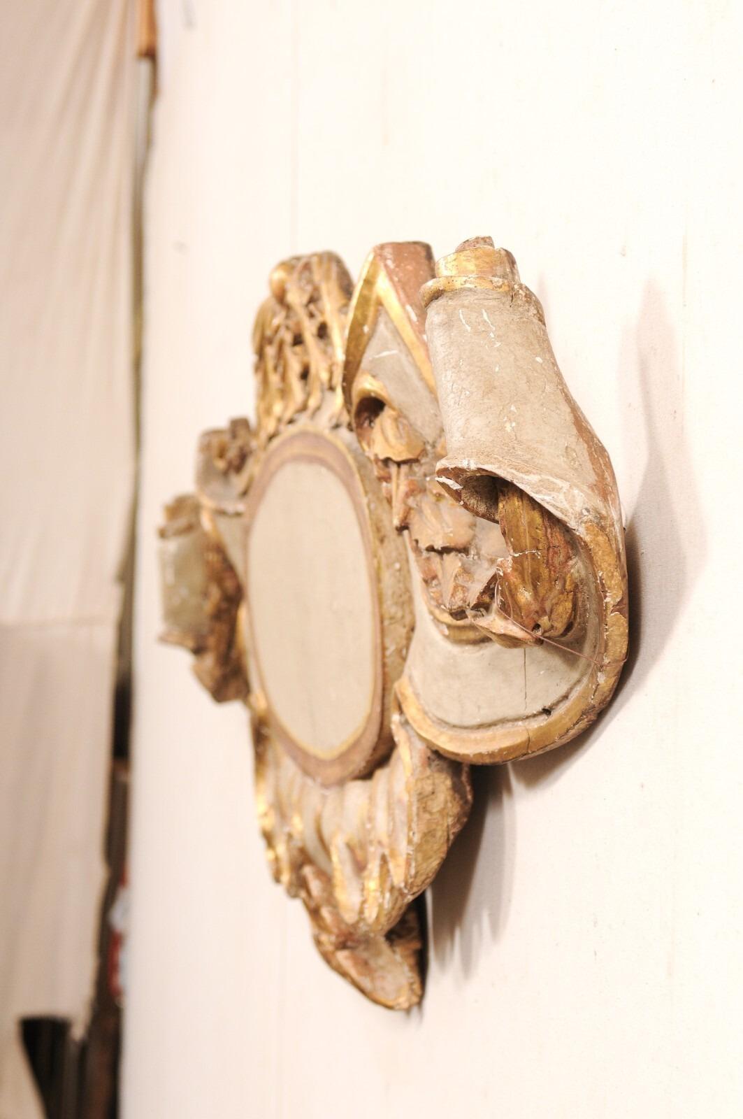 18th Century and Earlier 18th C. Italian Carved-Wood Scrolling Cartouche Wall Plaque (5.5 Ft Long) For Sale