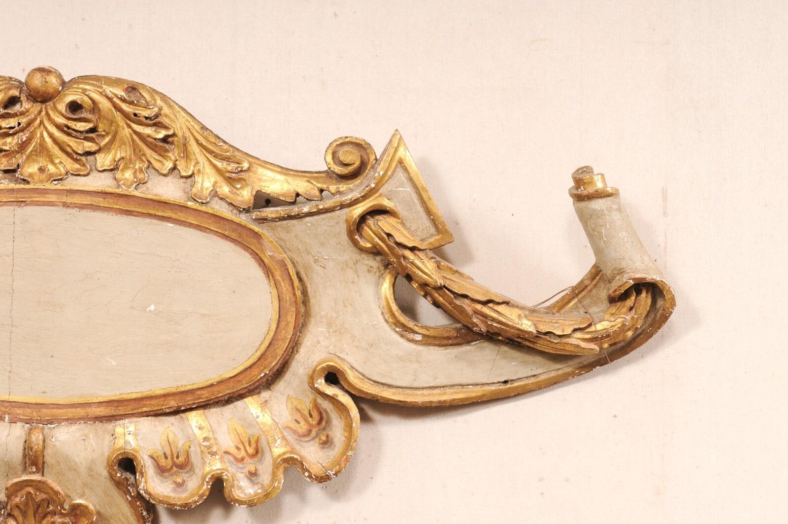 18th C. Italian Carved-Wood Scrolling Cartouche Wall Plaque (5.5 Ft Long) For Sale 1
