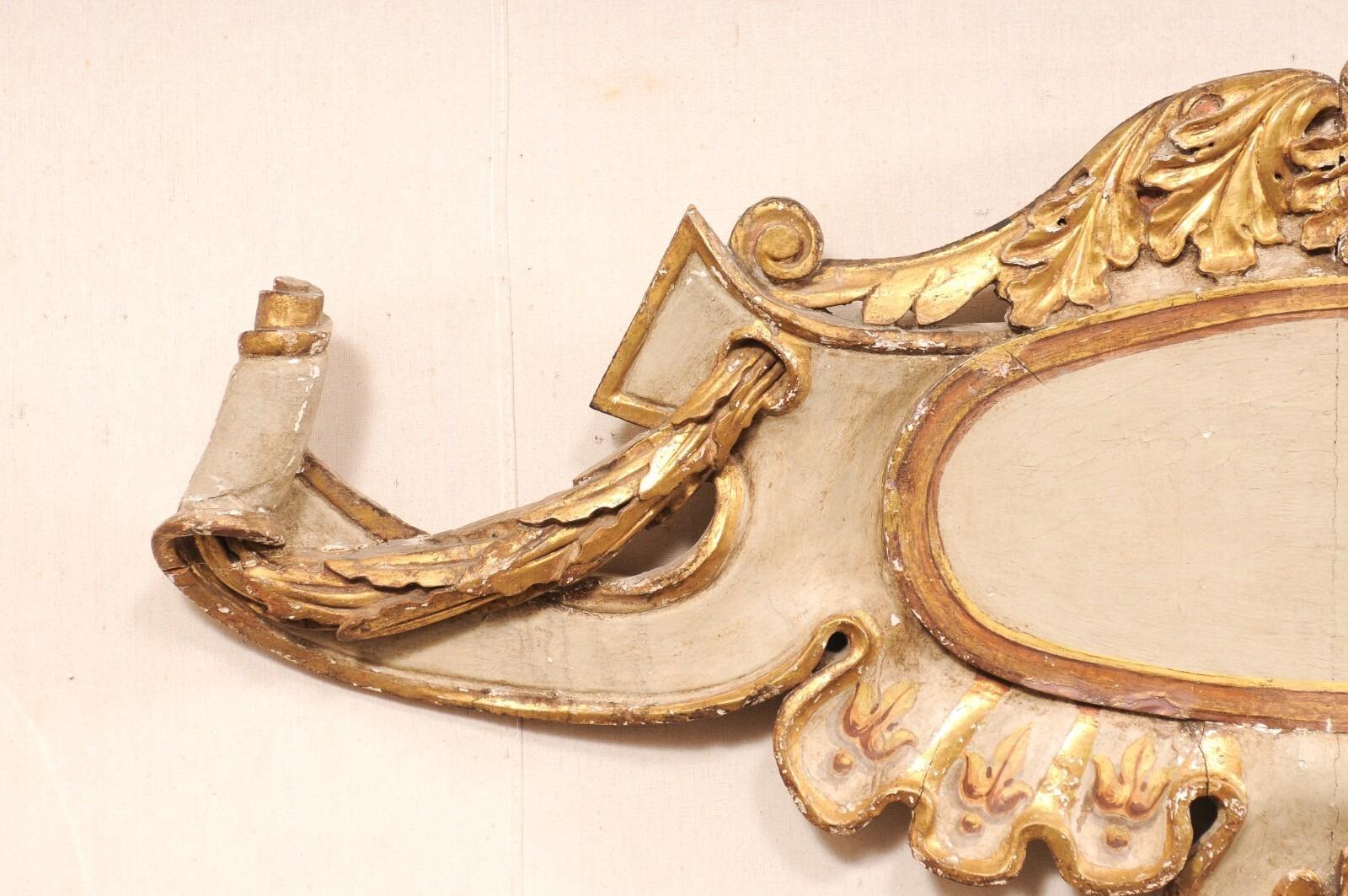 18th C. Italian Carved-Wood Scrolling Cartouche Wall Plaque (5.5 Ft Long) For Sale 3