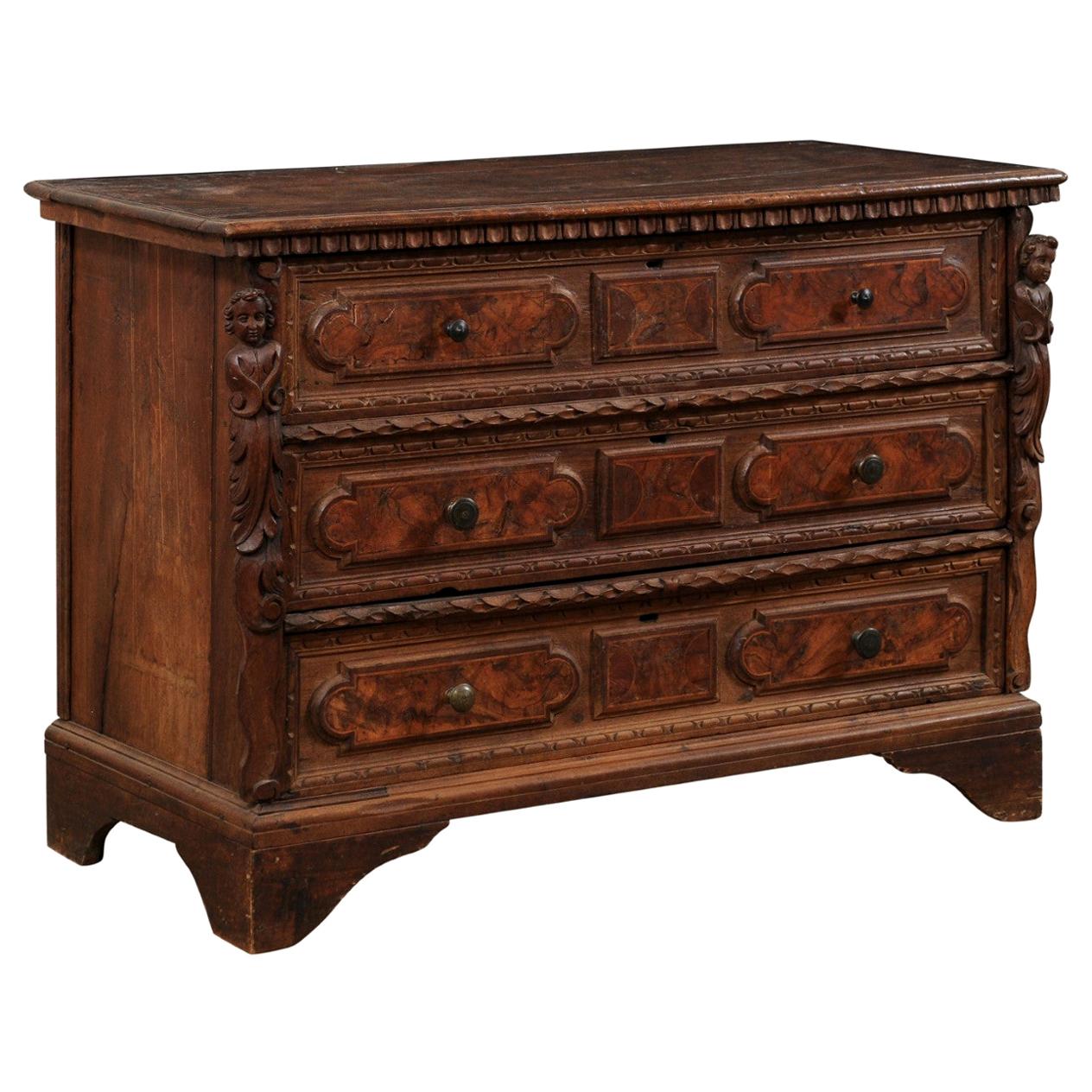 18th C Italian Chest Adorn with Putti, Egg-n-Dart, and Acanthus Carvings For Sale