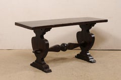 18th C. Italian Console Raised on Urn-Carved Trestle Legs 'or a Great Desk!'