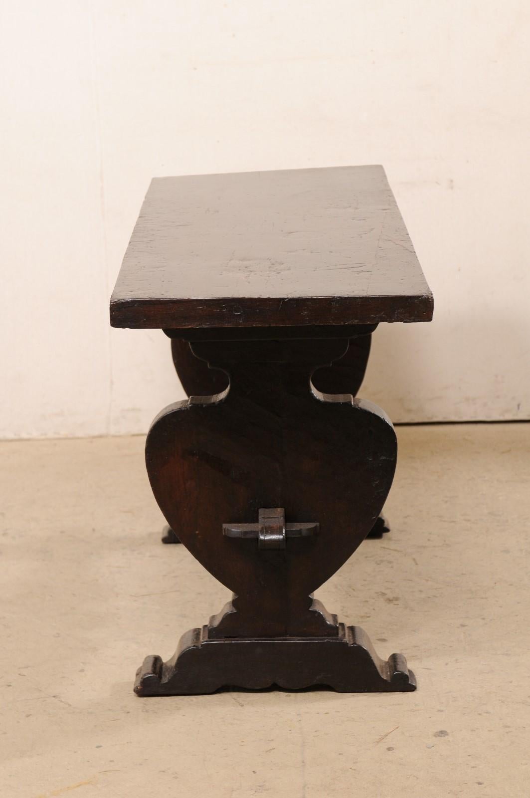 18th C. Italian Console Raised on Urn-Carved Trestle Legs 'or a Great Desk!' For Sale 4