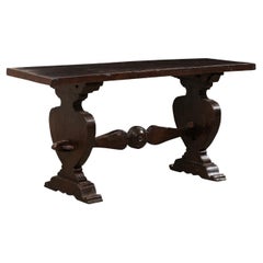 18th C. Italian Console Raised on Urn-Carved Trestle Legs 'or a Great Desk!'
