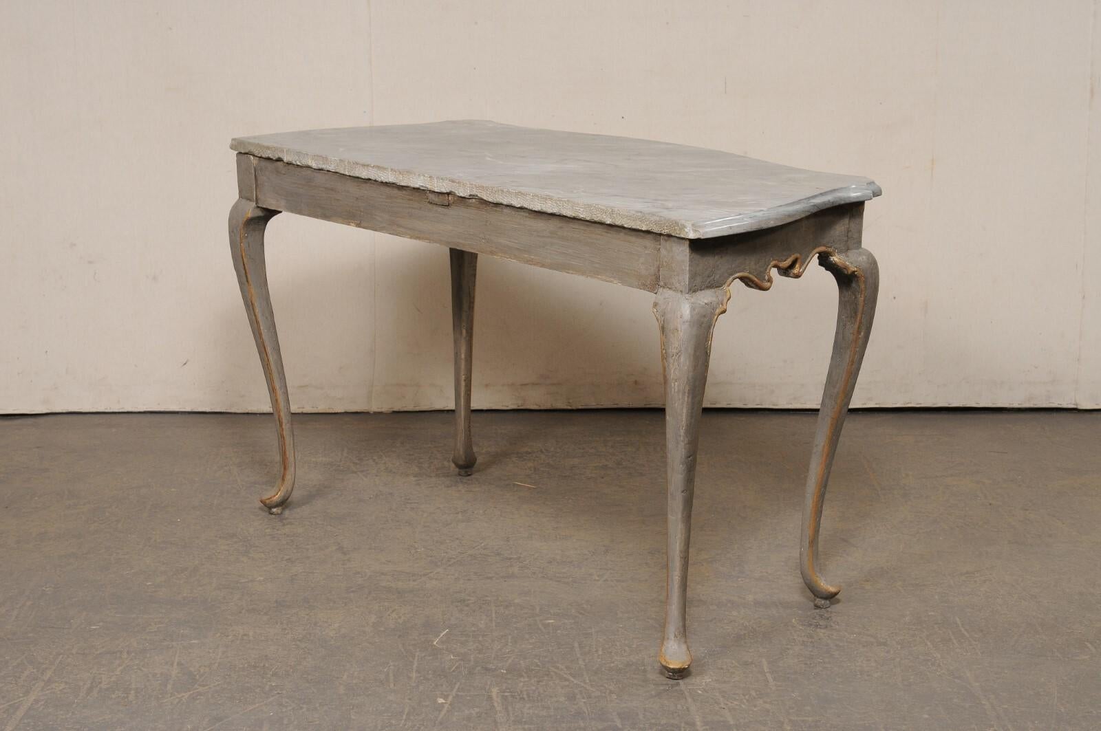 18th C. Italian Console Table w/Grey Marble Top & Nice Shapely Design For Sale 2