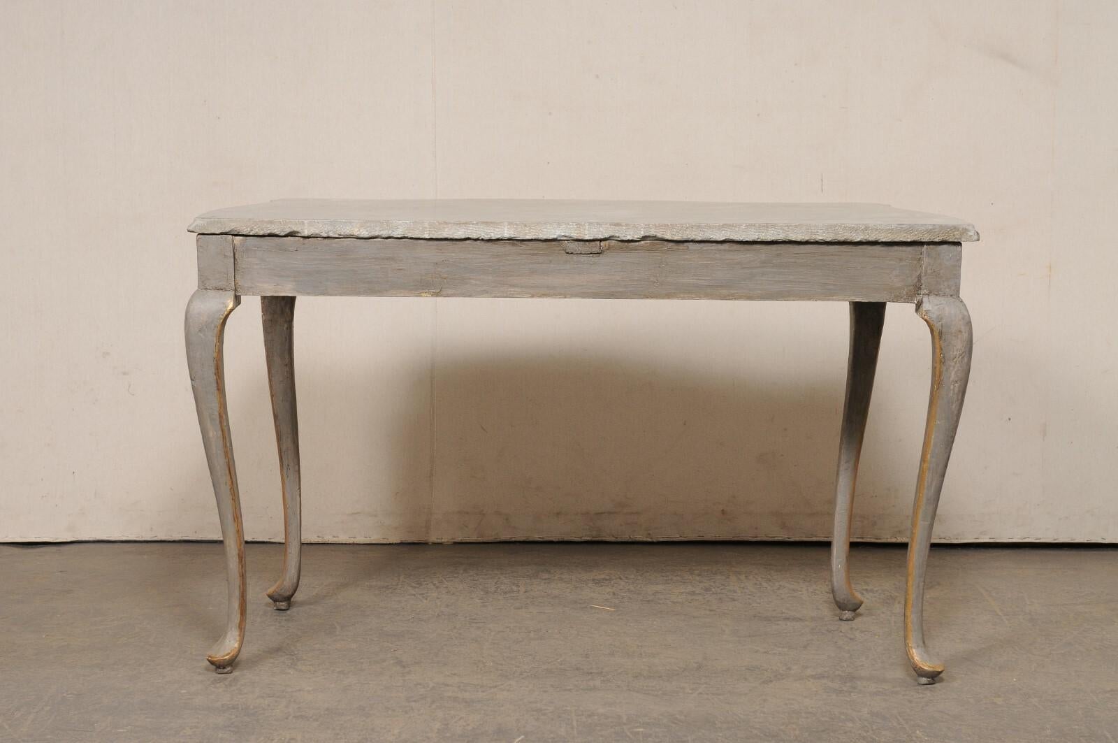 18th C. Italian Console Table w/Grey Marble Top & Nice Shapely Design For Sale 3