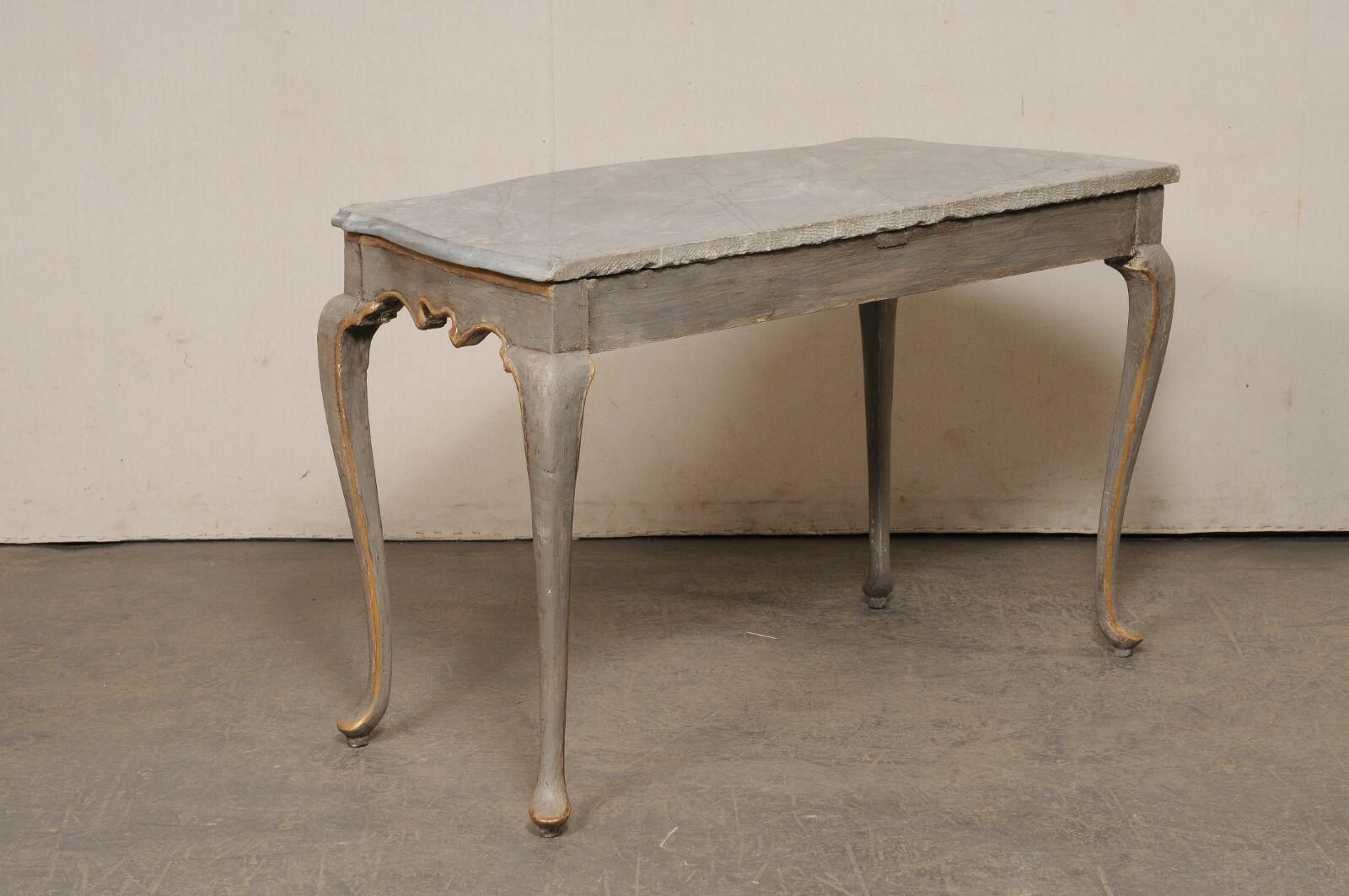 18th C. Italian Console Table w/Grey Marble Top & Nice Shapely Design For Sale 4