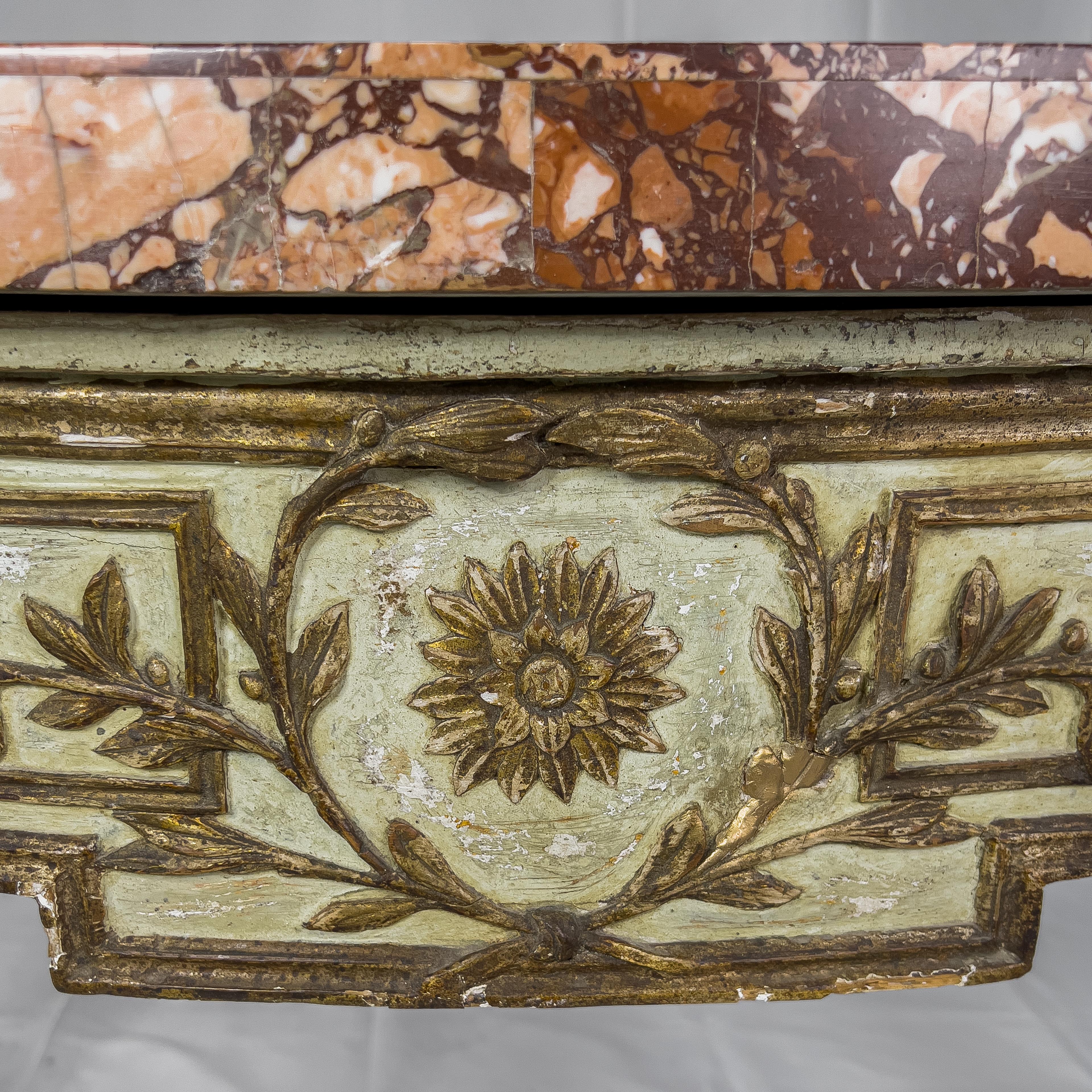 Carved 18th c. Italian Console with Marble Top For Sale