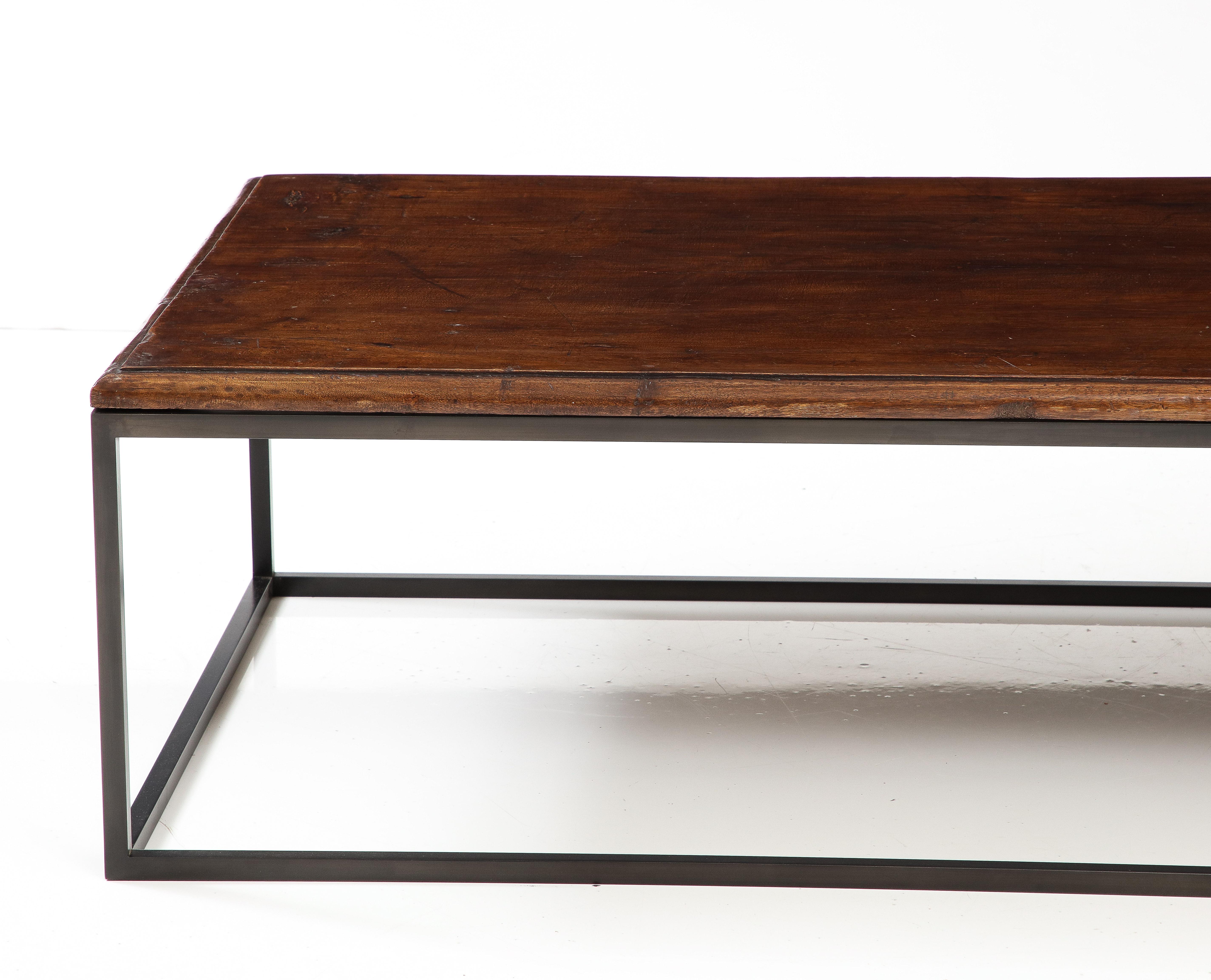 Minimalist 18th C. Italian Dark Walnut Coffee Table in One Thick Piece with Edge Detail For Sale