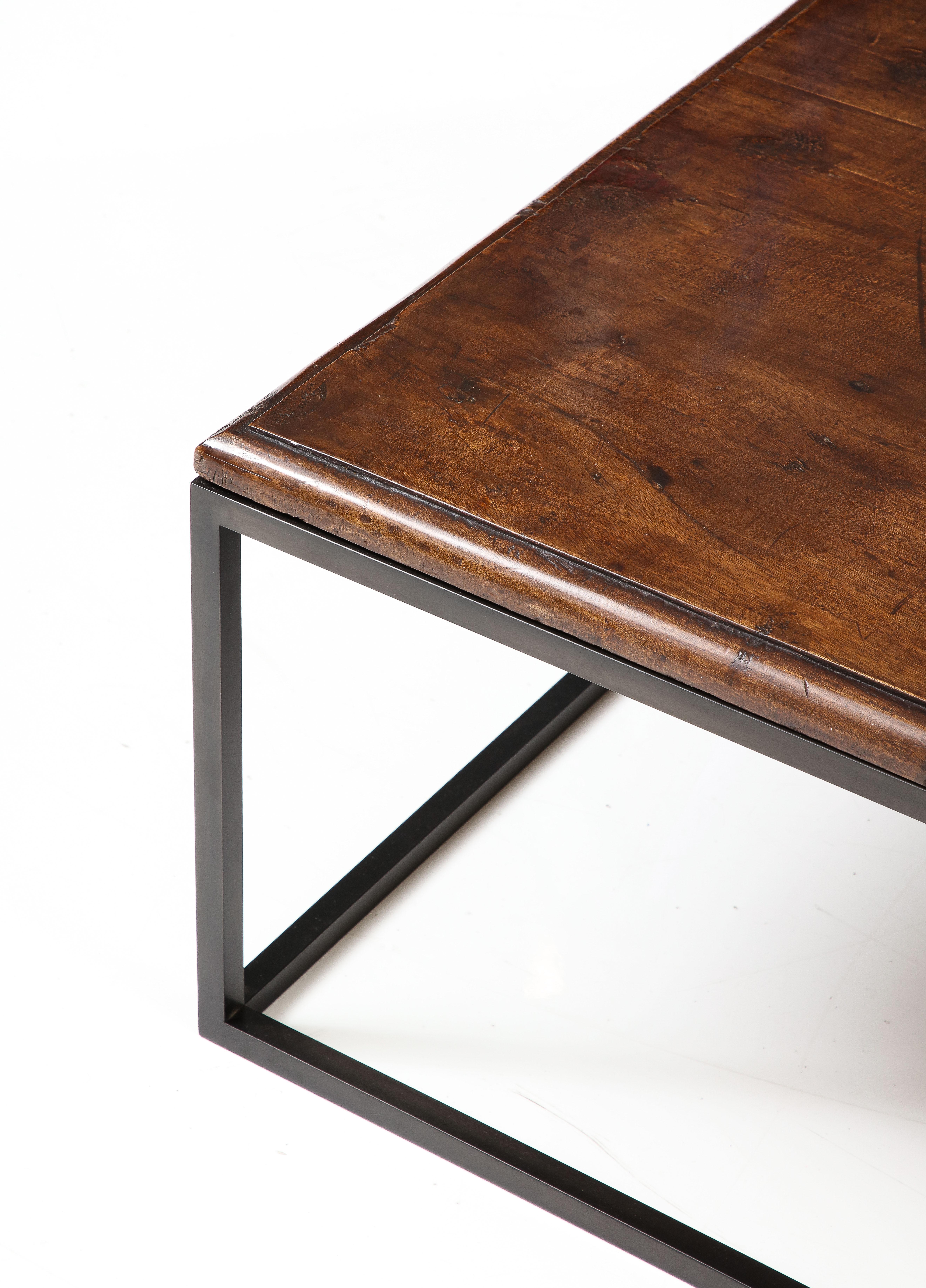 Contemporary 18th C. Italian Dark Walnut Coffee Table in One Thick Piece with Edge Detail For Sale